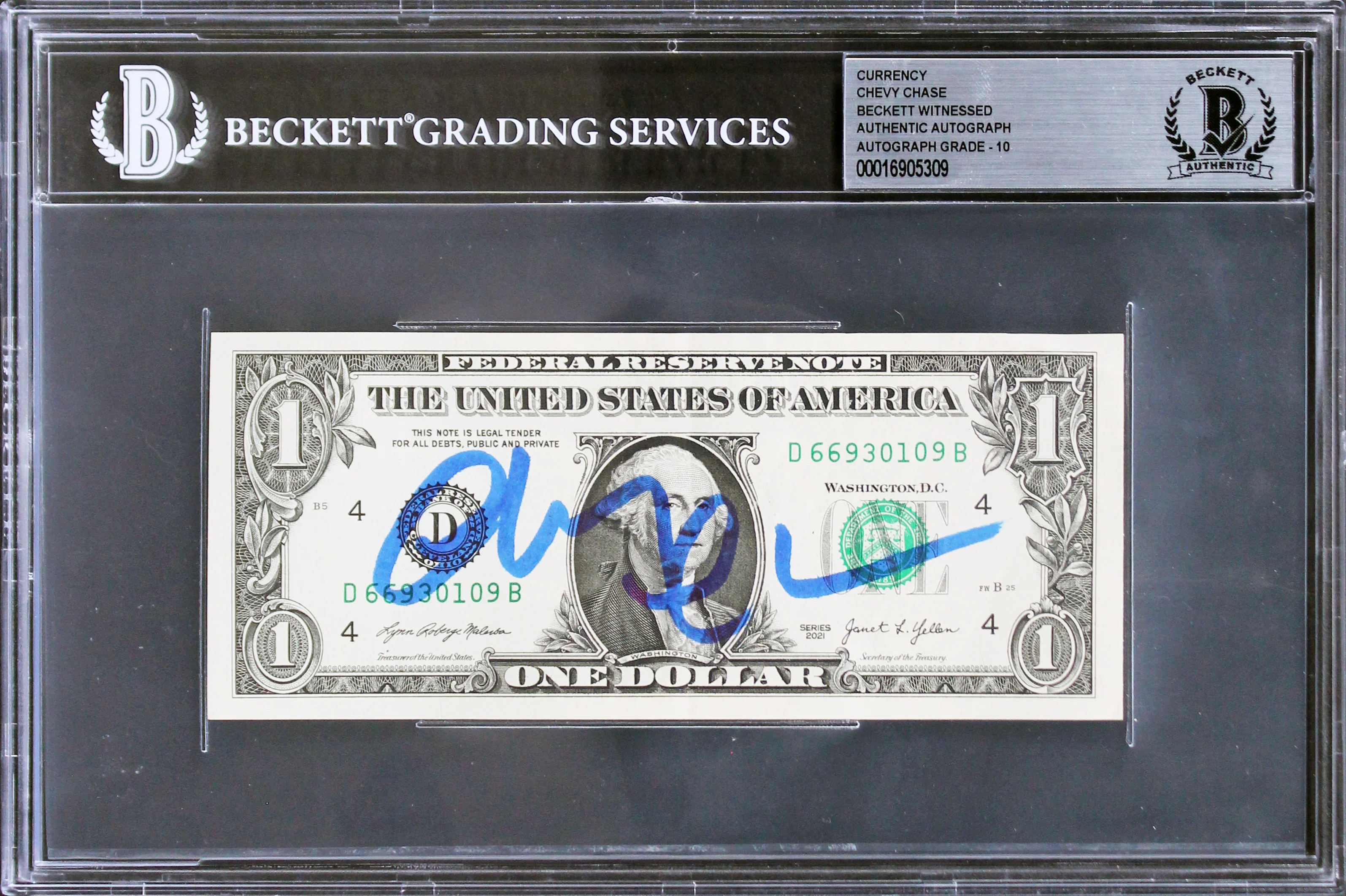 Chevy Chase Christmas Vacation Authentic Signed $1 Auto Graded 10! BAS Slabbed - Image 2