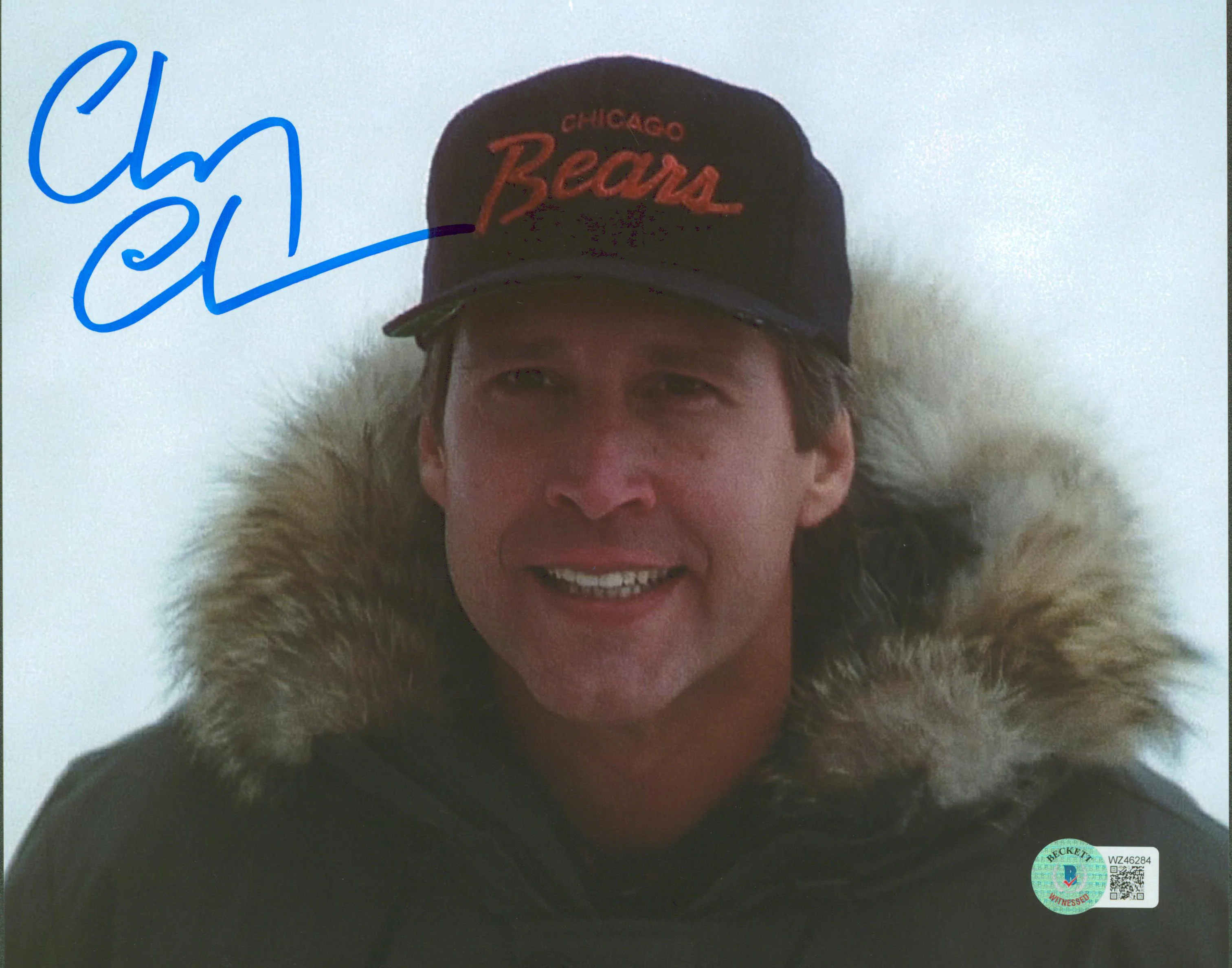 Chevy Chase Christmas Vacation Authentic Signed 8x10 Bears Hat Photo BAS Witness - Image 2