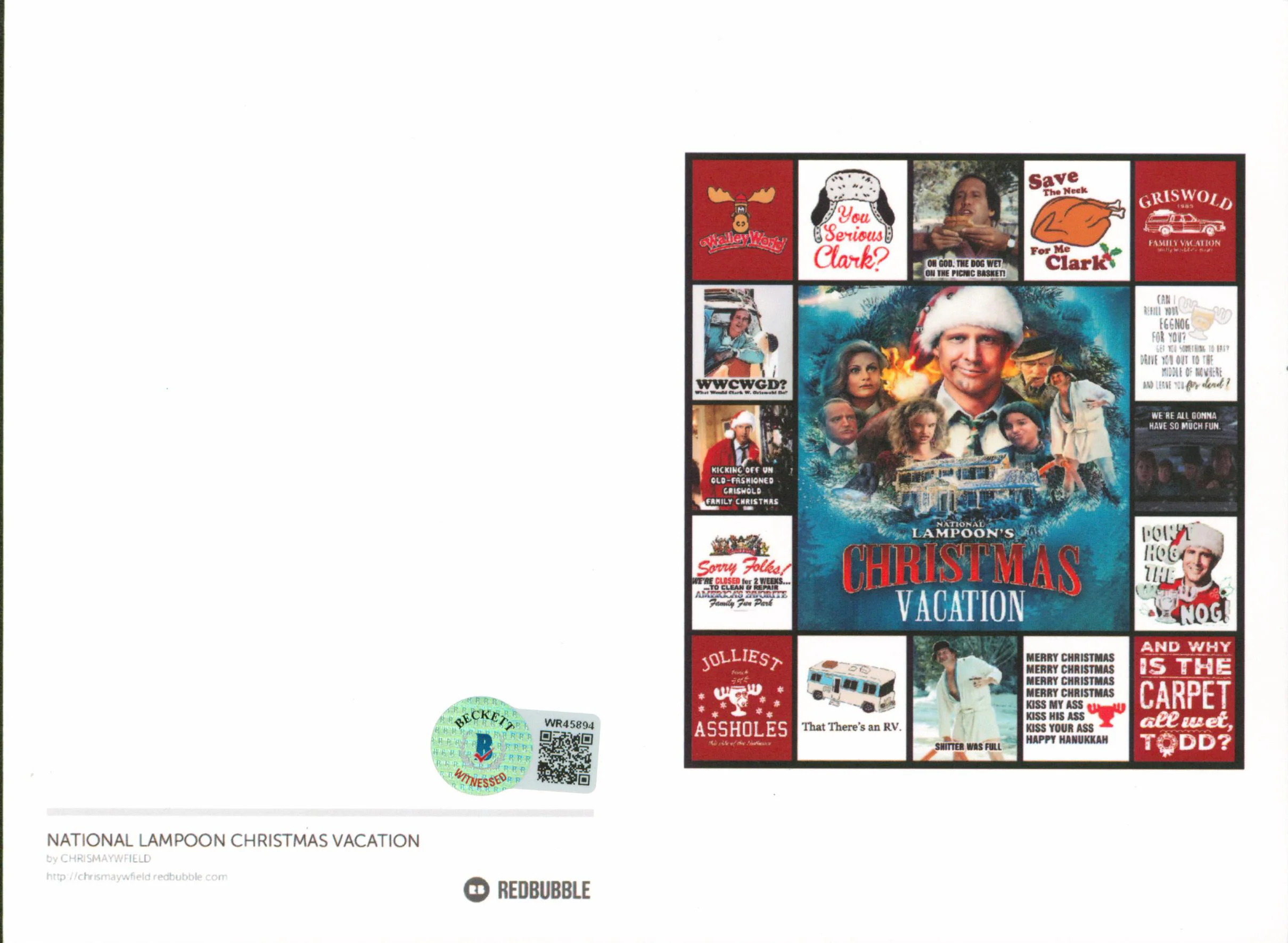 Chevy Chase Christmas Vacation Authentic Signed Collage Greeting Card BAS Wit - Image 3