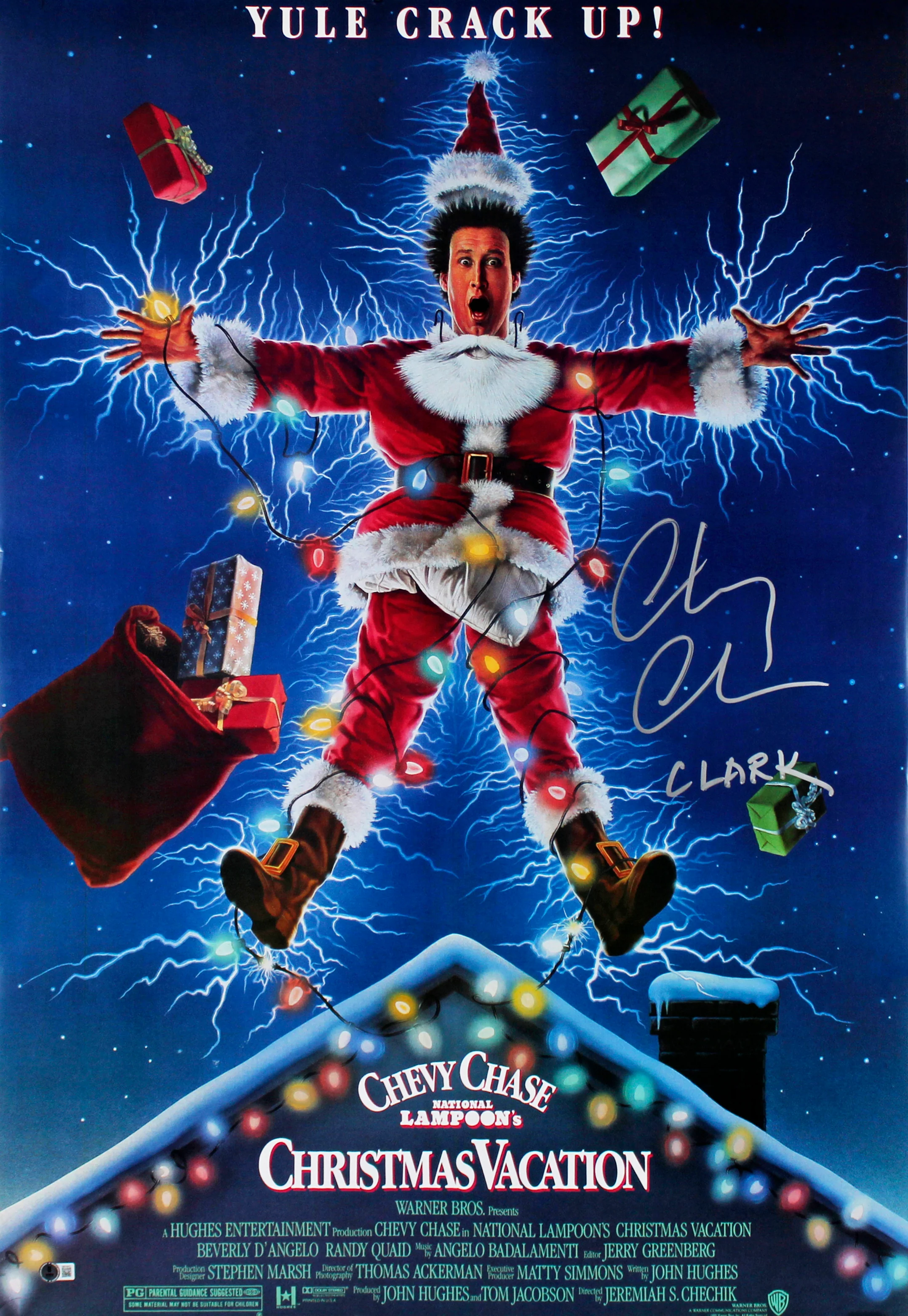 Chevy Chase Christmas Vacation "Clark" Signed 24x36 Movie Poster BAS Witnessed - Image 2