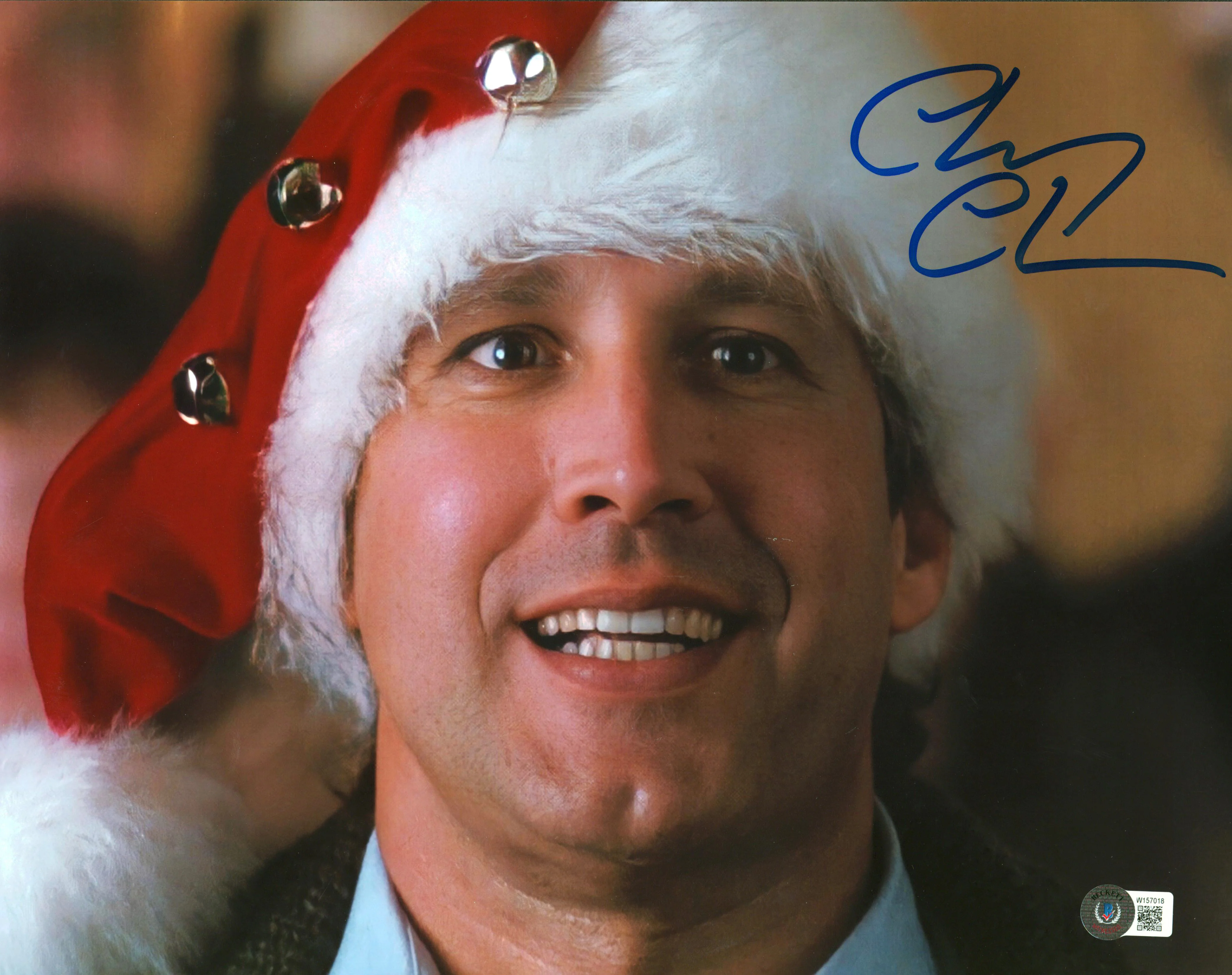 Chevy Chase Christmas Vacation Signed 11x14 Closeup w/ Santa Hat Photo BAS Wit 2 - Image 2