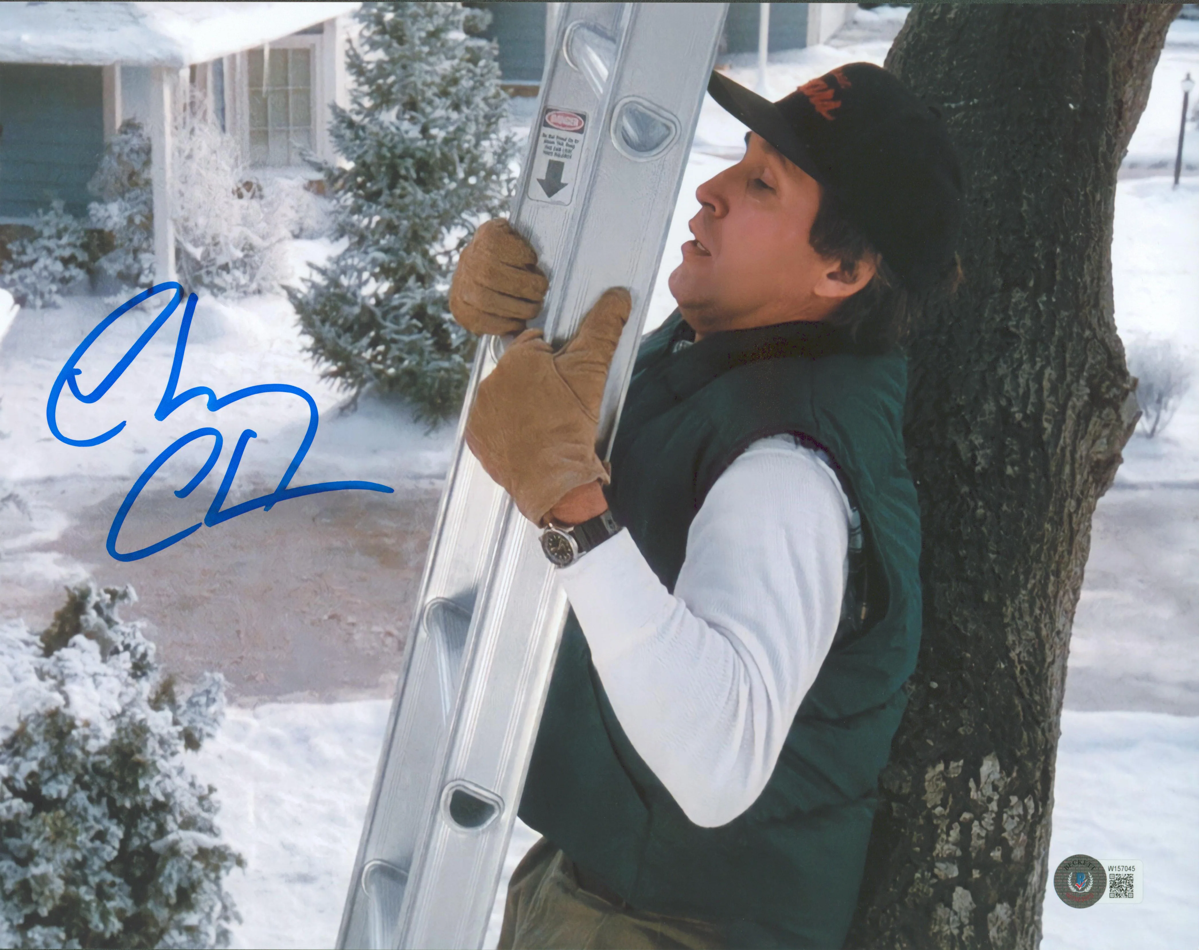 Chevy Chase Christmas Vacation Signed 11x14 On Ladder Photo BAS Witnessed - Image 2