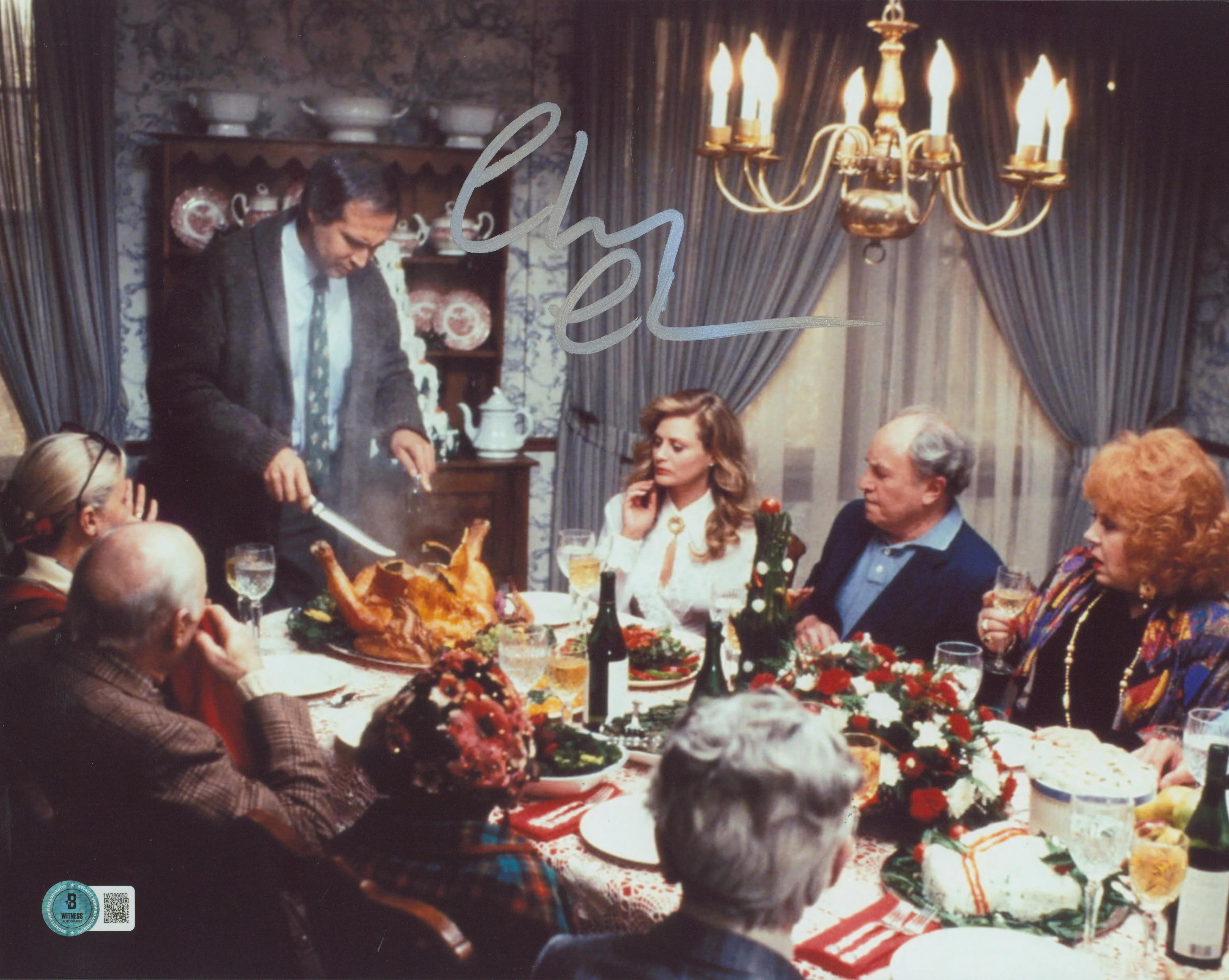 Chevy Chase Christmas Vacation Signed 11x14 Turkey Dinner Photo BAS Witnessed 2 - Image 2
