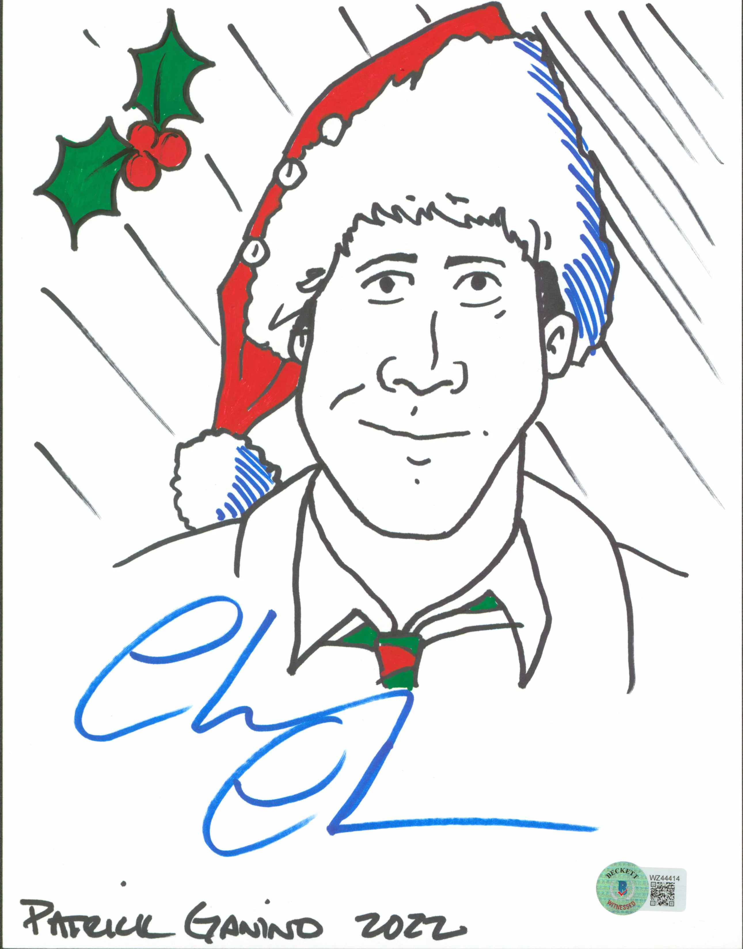 Chevy Chase Christmas Vacation Signed 8.5x11 Hand Drawn Sketch BAS Wit #WZ44414 - Image 2