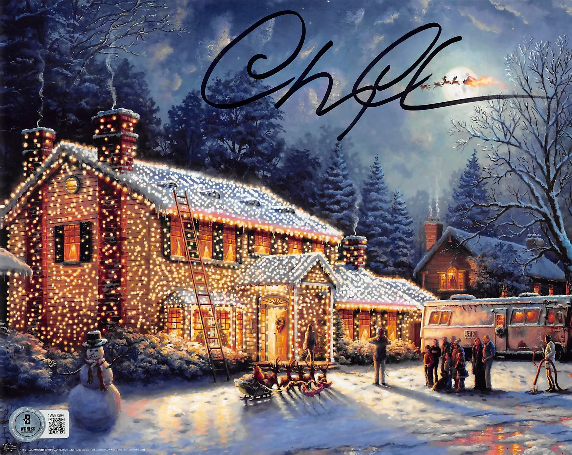 Chevy Chase Christmas Vacation Signed 8x10 Christmas Lights Photo BAS Witness 1 - Image 2