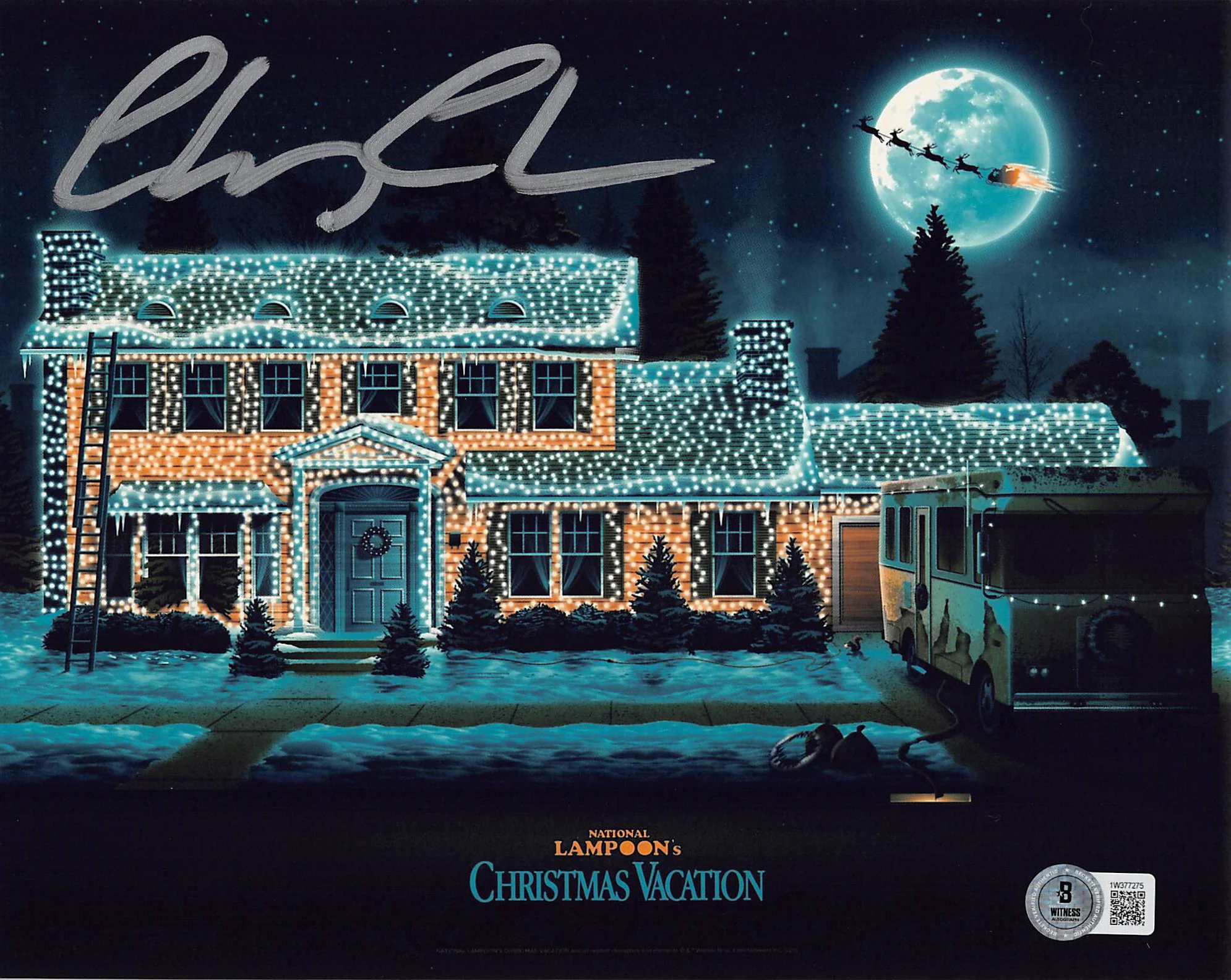 Chevy Chase Christmas Vacation Signed 8x10 Christmas Lights Photo BAS Witness 2 - Image 2