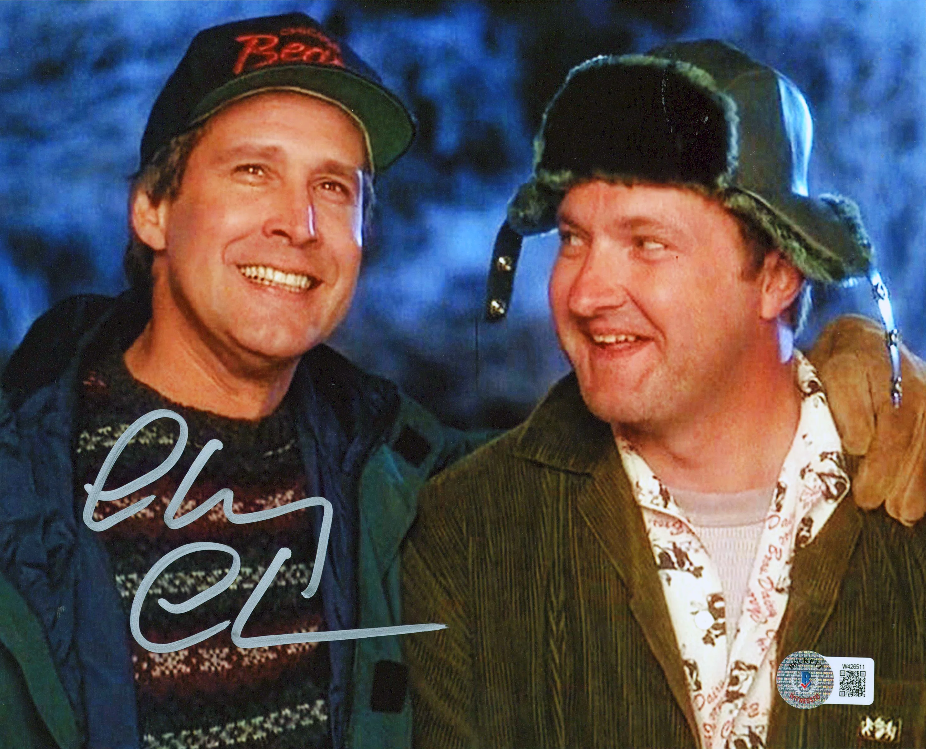 Chevy Chase Christmas Vacation Signed 8x10 Photo w/ Cousin Eddie Outside BAS Wit - Image 2