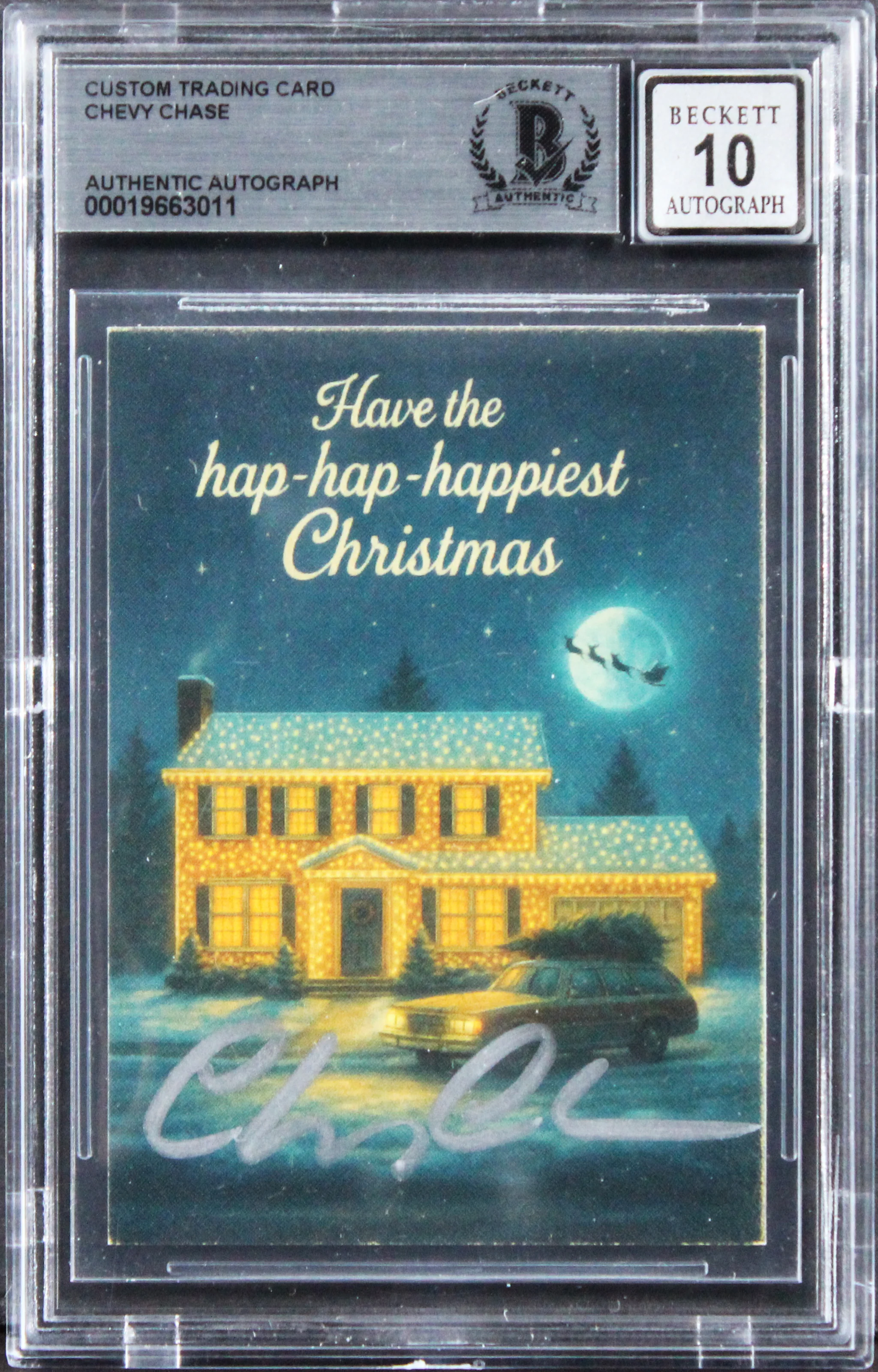 Chevy Chase Christmas Vacation Signed Custom Trading Card Auto 10! BAS Slabbed 8 - Image 2