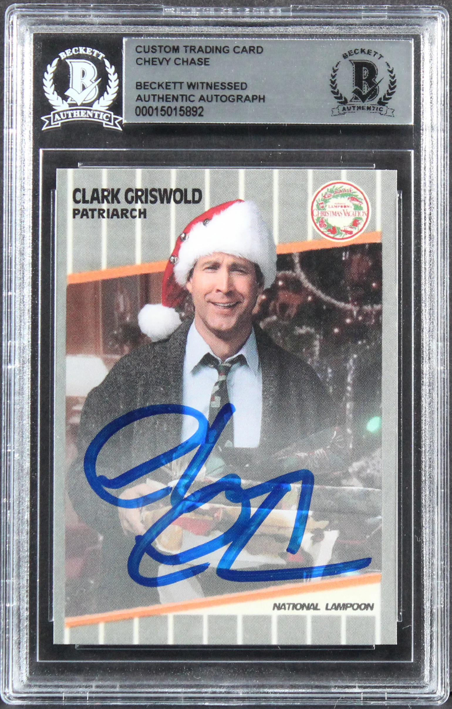 Chevy Chase Christmas Vacation Signed Griswold Custom Trading Card BAS Slabbed 4 - Image 2