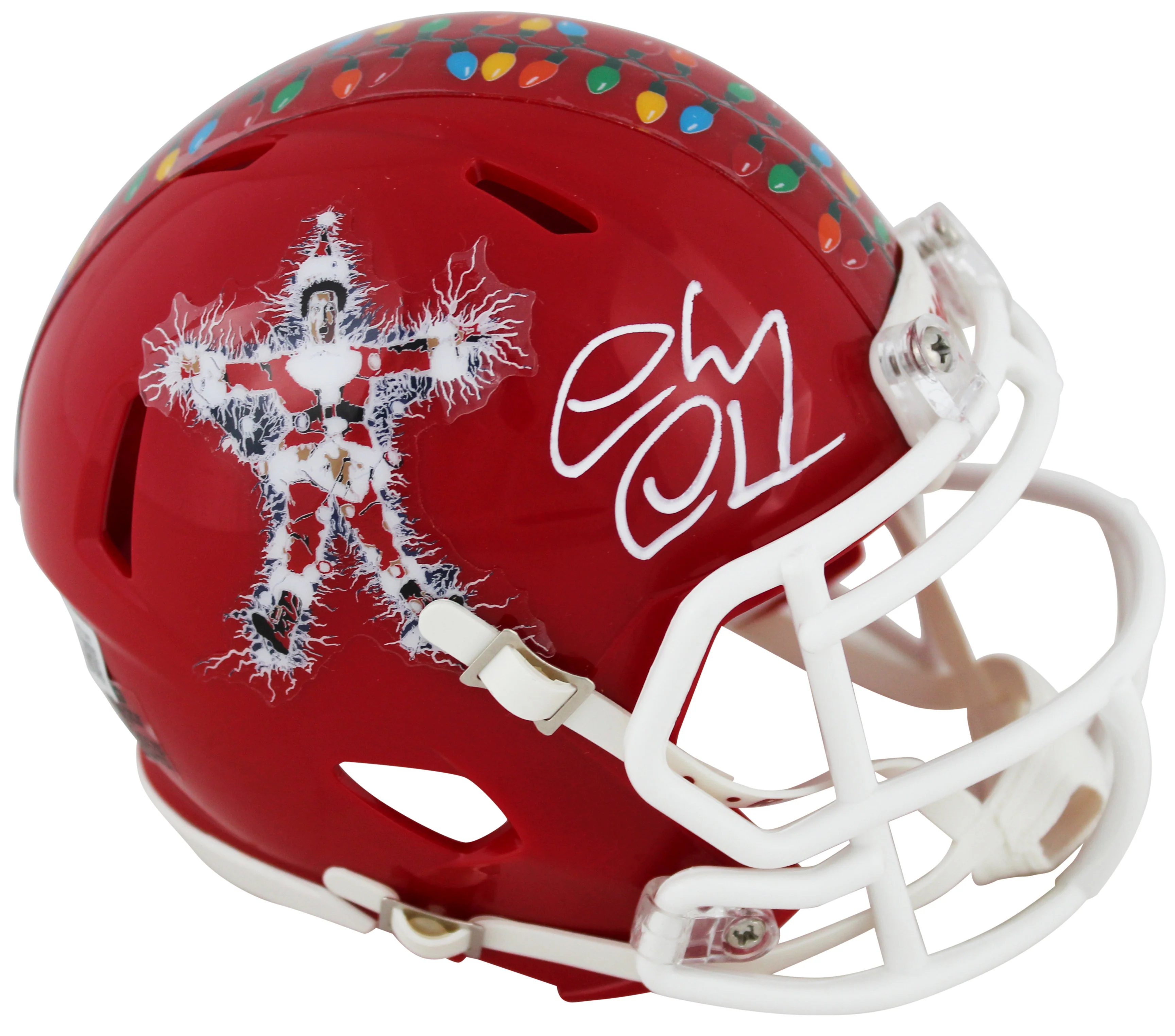 Chevy Chase Christmas Vacation Signed Red Speed Mini Helmet BAS Witnessed - Image 2