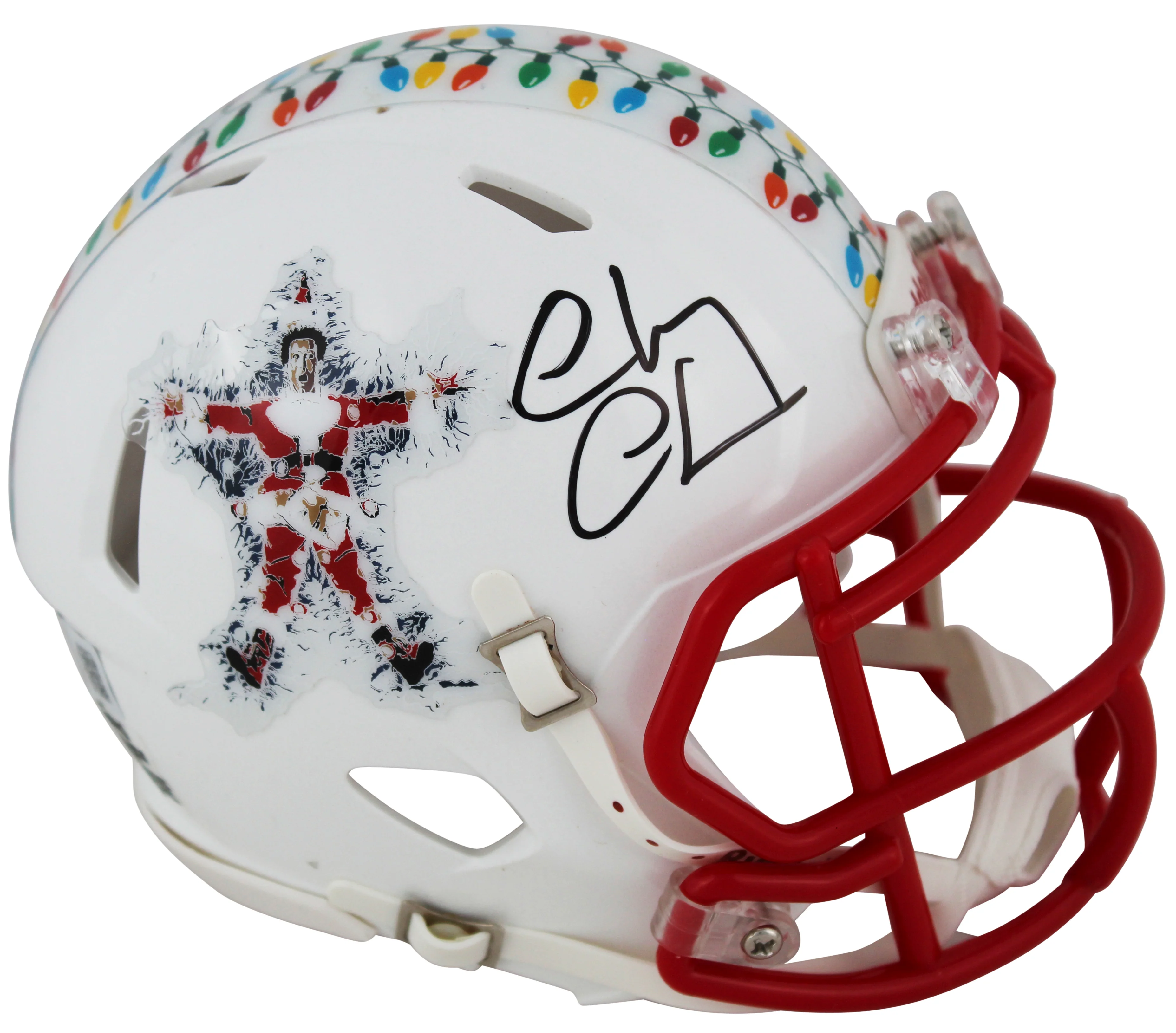 Chevy Chase Christmas Vacation Signed White Speed Mini Helmet BAS Witnessed - Image 2