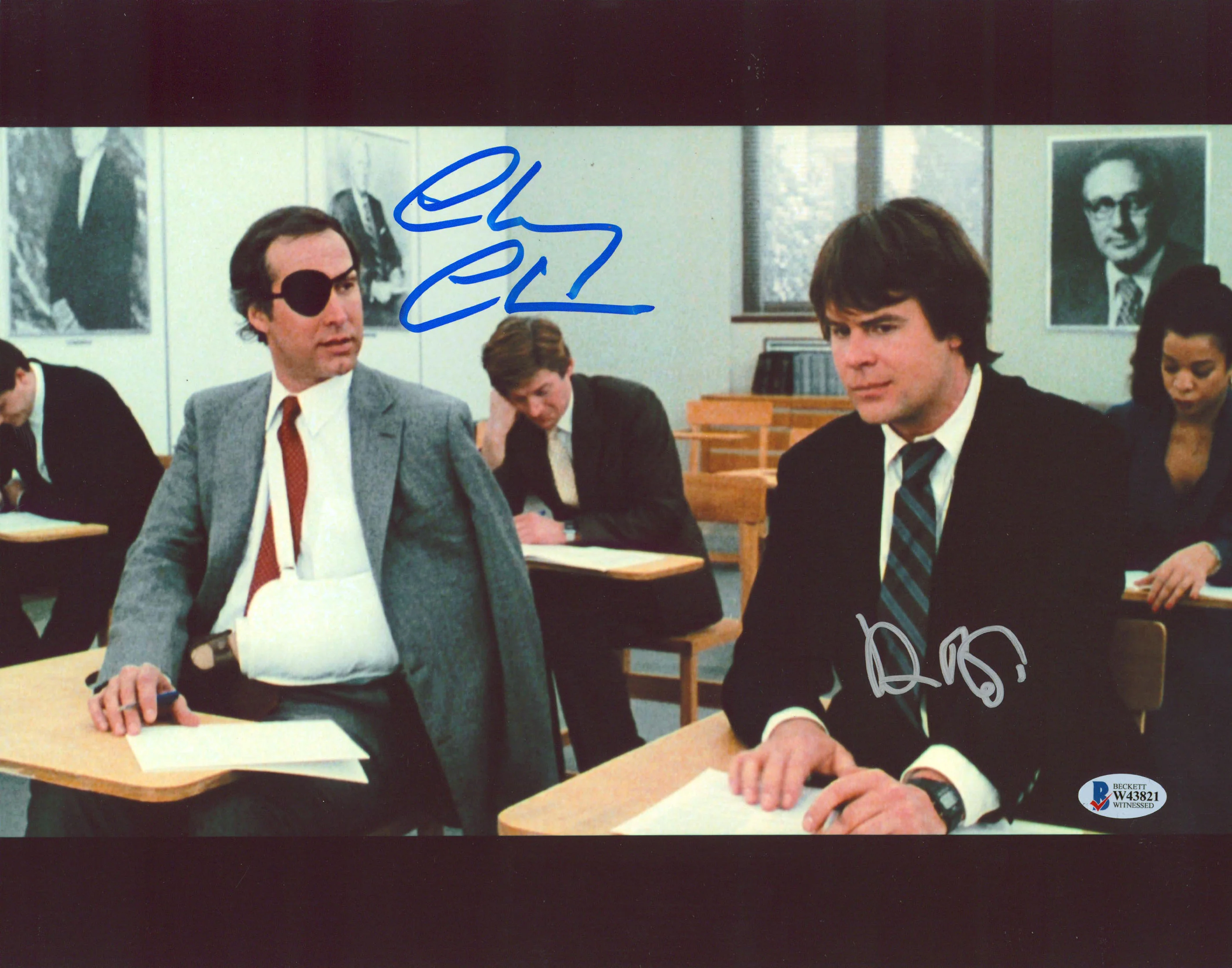 Chevy Chase & Dan Aykroyd Spies Like Us Signed 11x14 Classroom Photo BAS Witness - Image 2