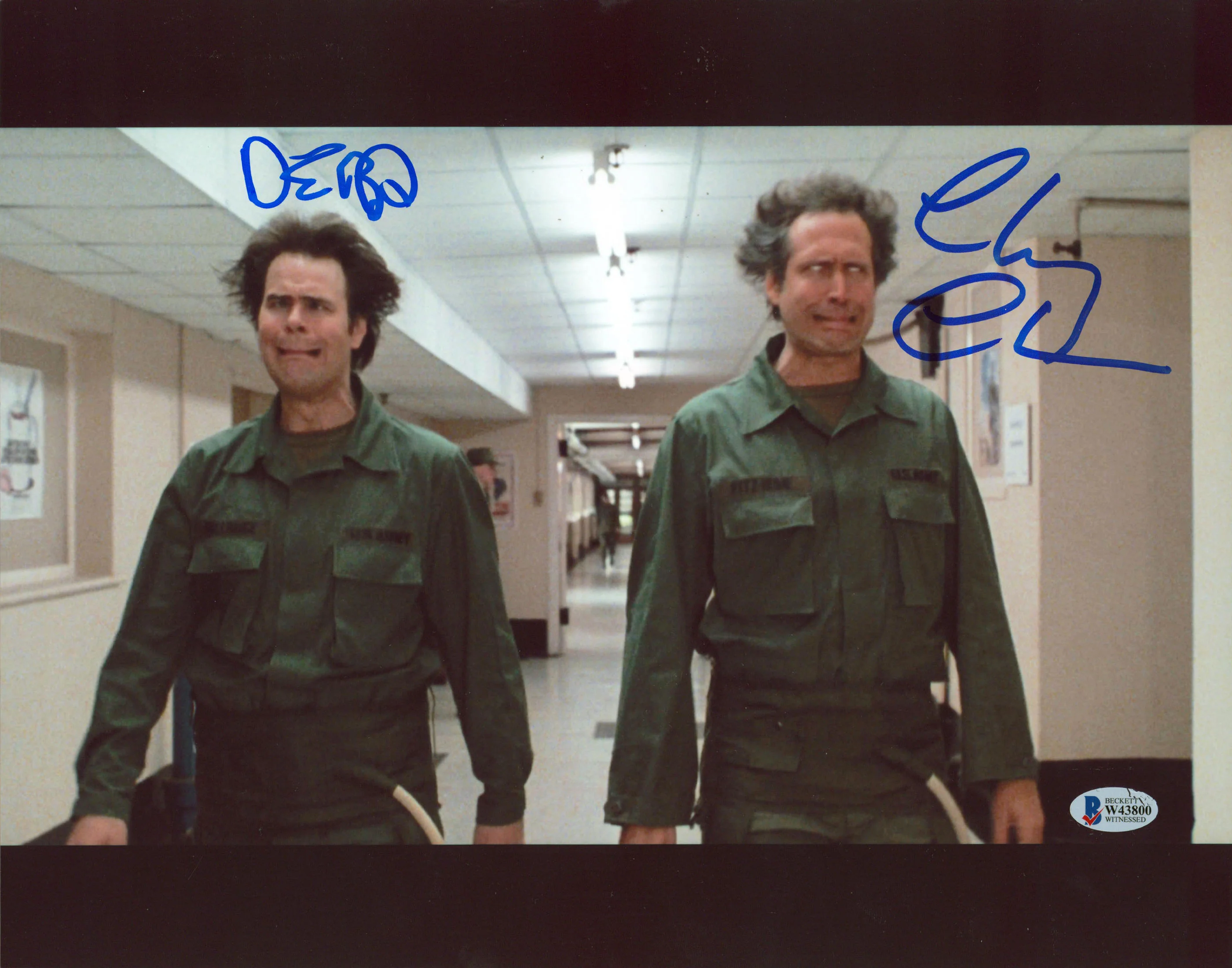 Chevy Chase & Dan Aykroyd Spies Like Us Signed 11x14 Hallway Photo BAS W #W43800