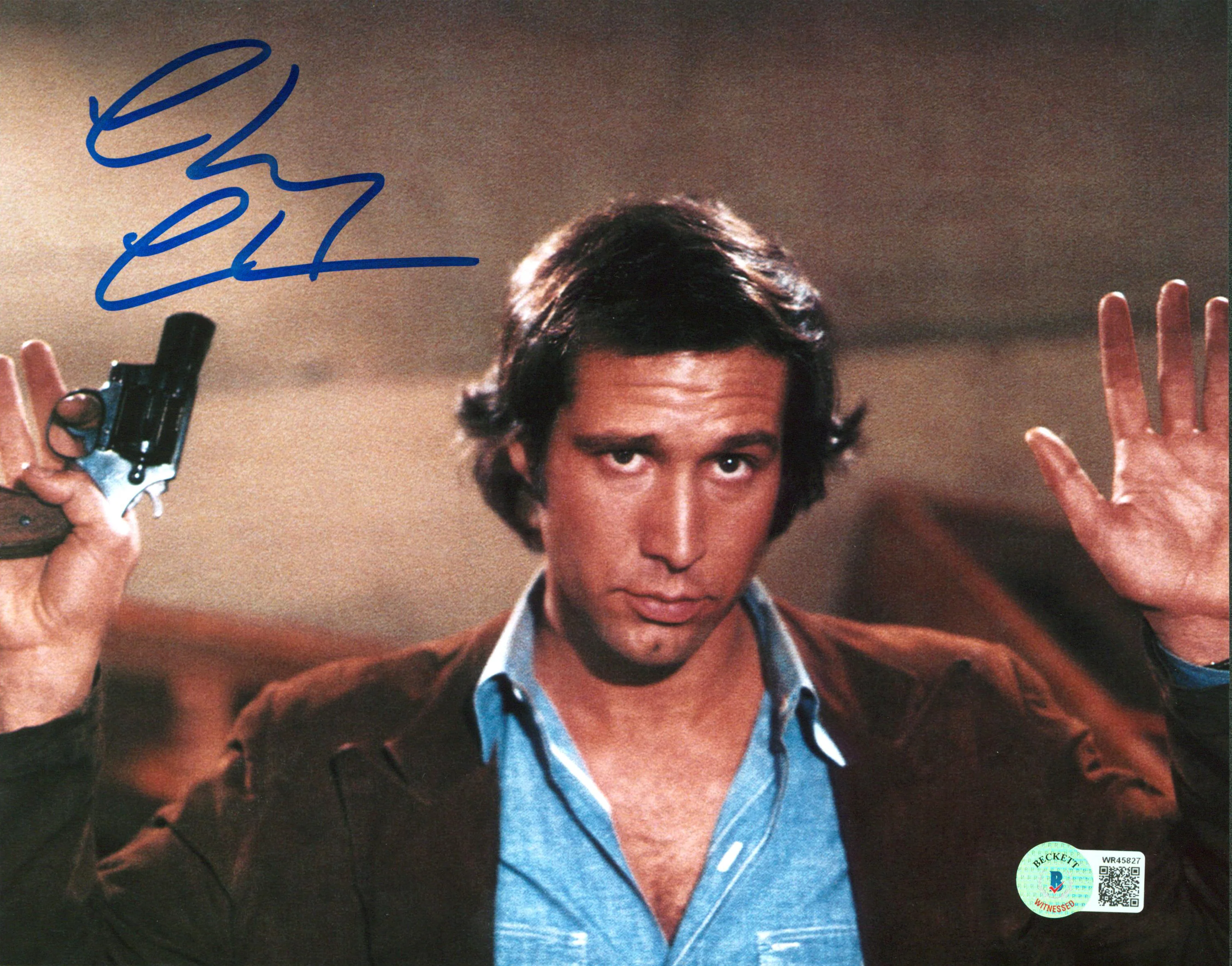 Chevy Chase Fletch Authentic Signed 8x10 Gun In Hand Photo BAS Witnessed - Image 2