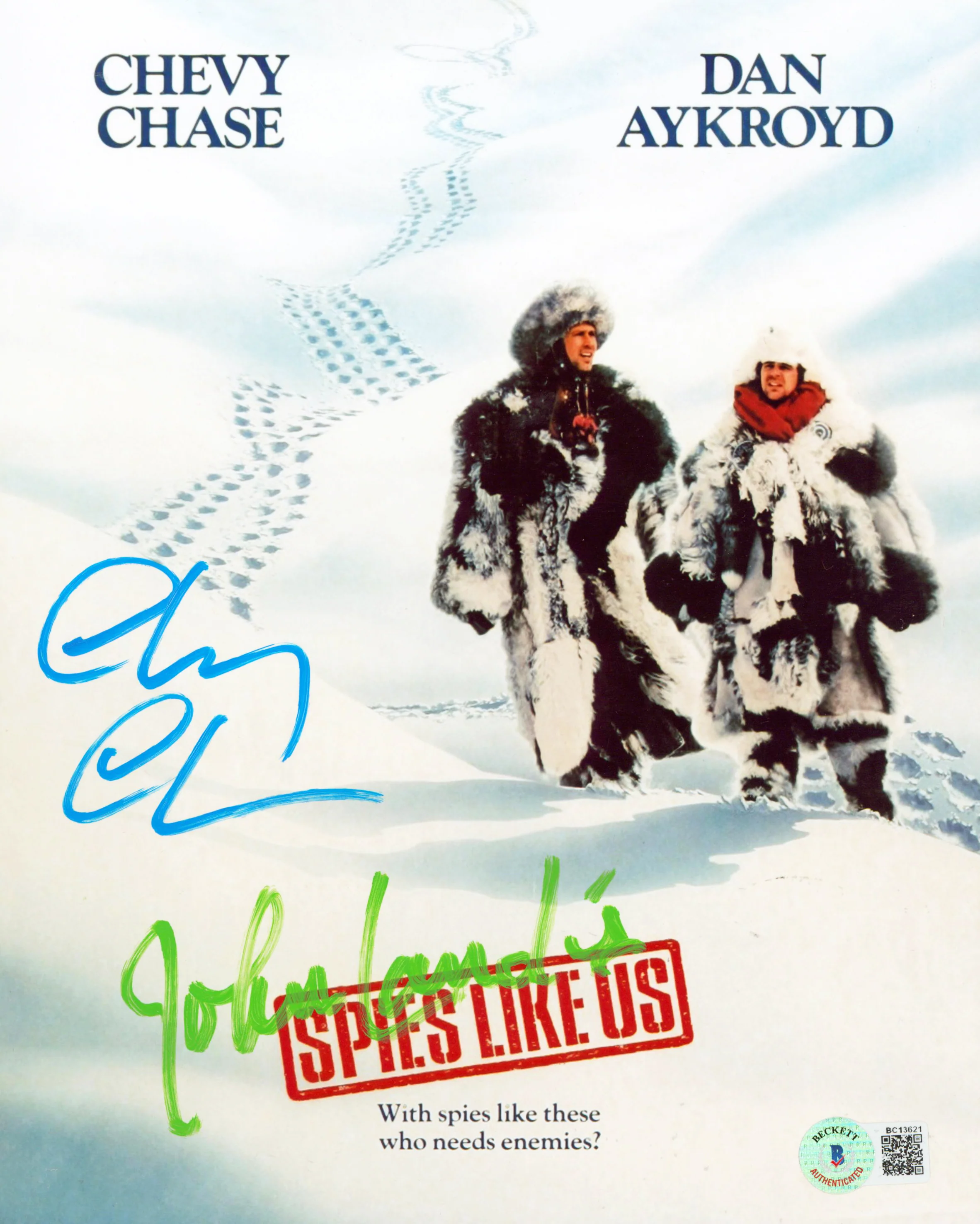 Chevy Chase & John Landis Spies Like Us Authentic Signed 8x10 Photo BAS #BC13621 - Image 2