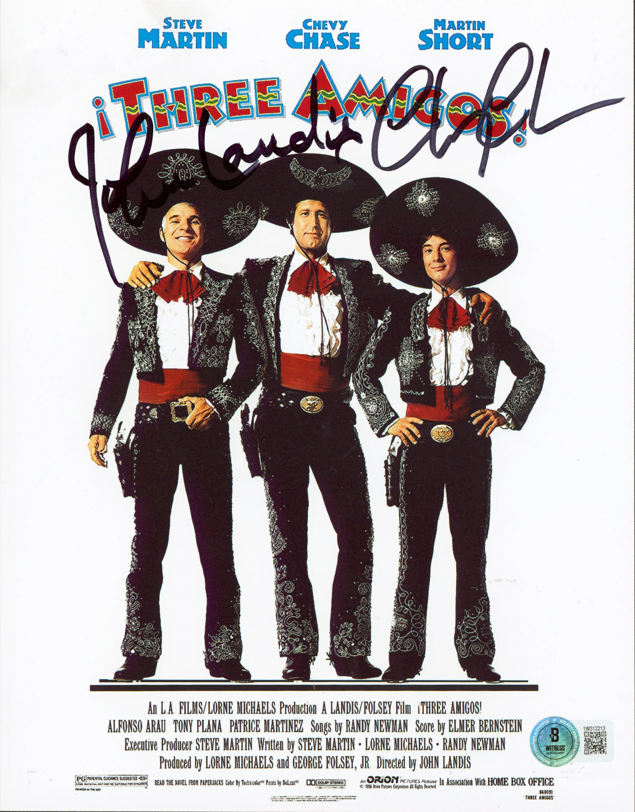 Chevy Chase & John Landis Three Amigos Authentic Signed 8x10 Photo BAS #1W312213 - Image 2