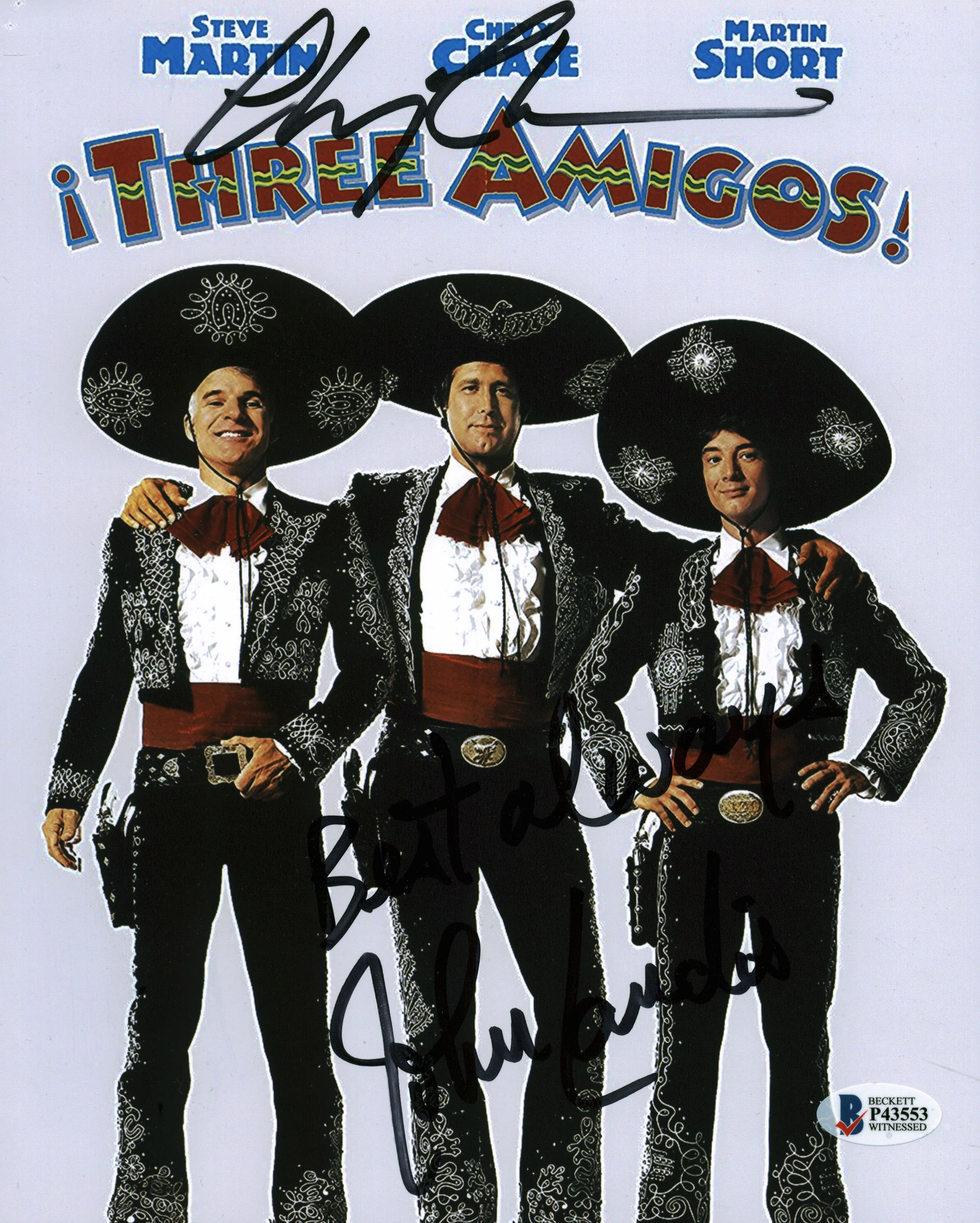 Chevy Chase & John Landis Three Amigos! Authentic Signed 8x10 Photo BAS #P43553 - Image 2