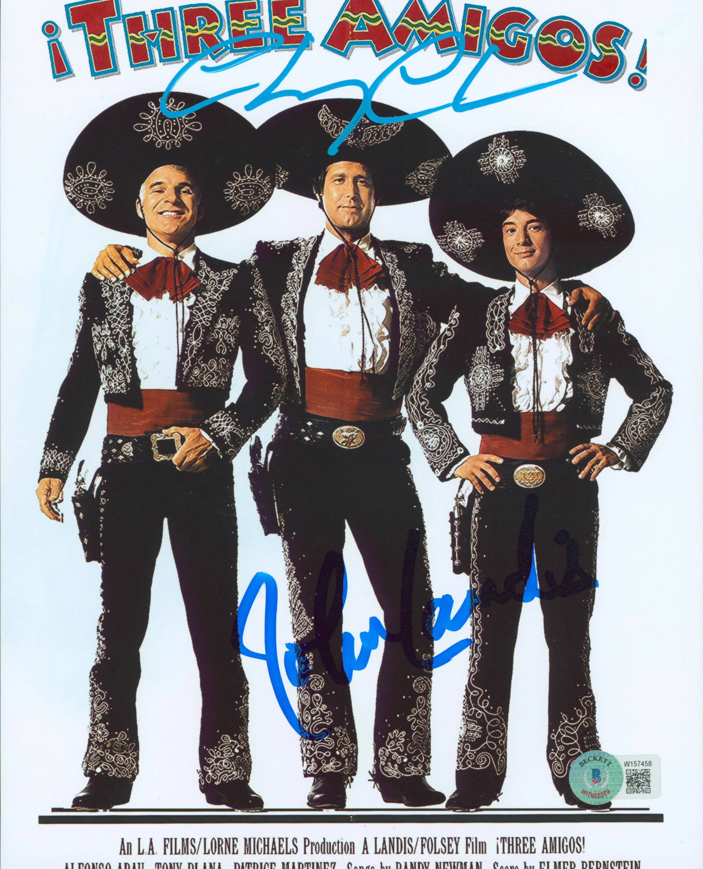 Chevy Chase & John Landis Three Amigos! Authentic Signed 8x10 Photo BAS #W157458 - Image 2