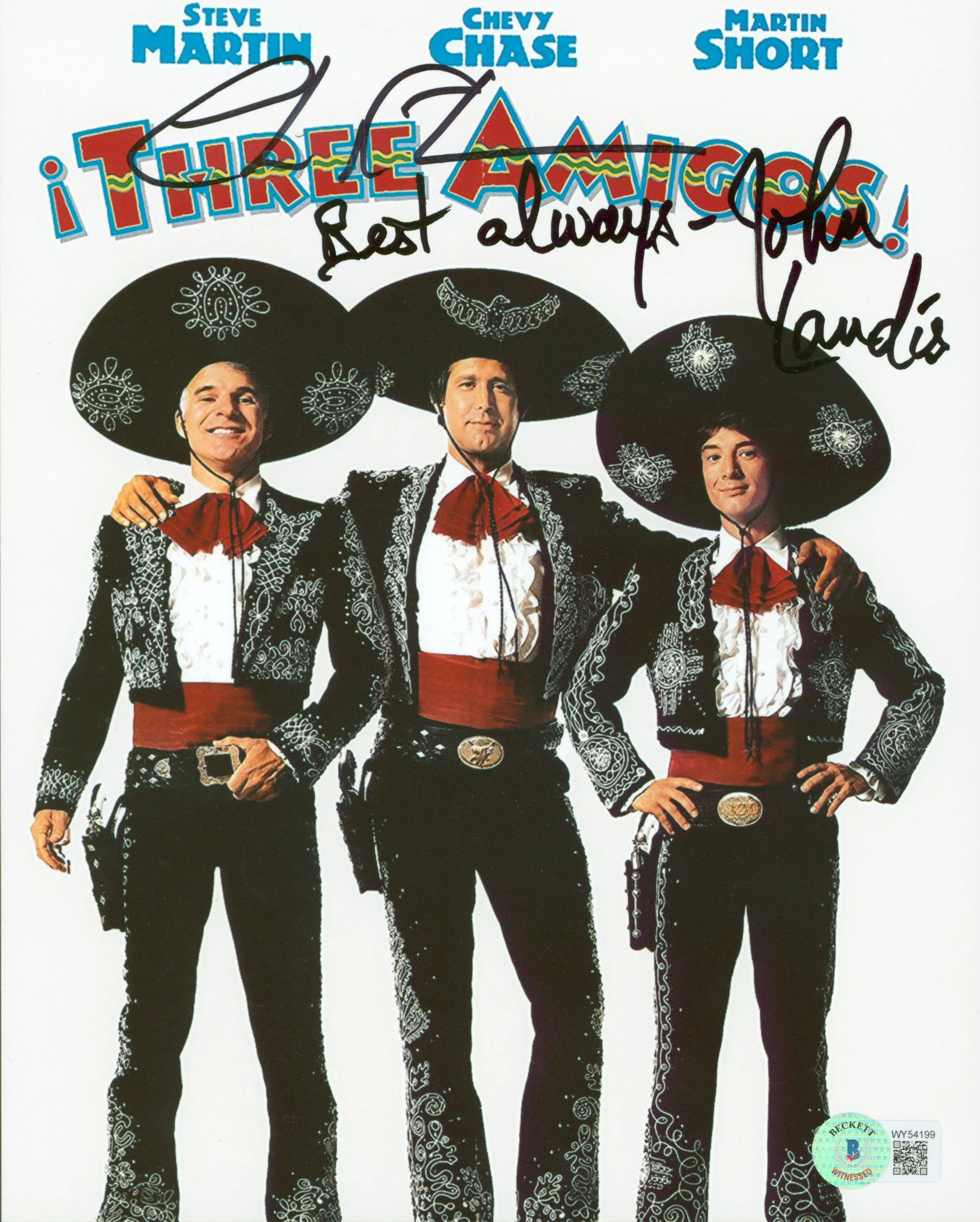 Chevy Chase & John Landis Three Amigos! Authentic Signed 8x10 Photo BAS #WY54199 - Image 2