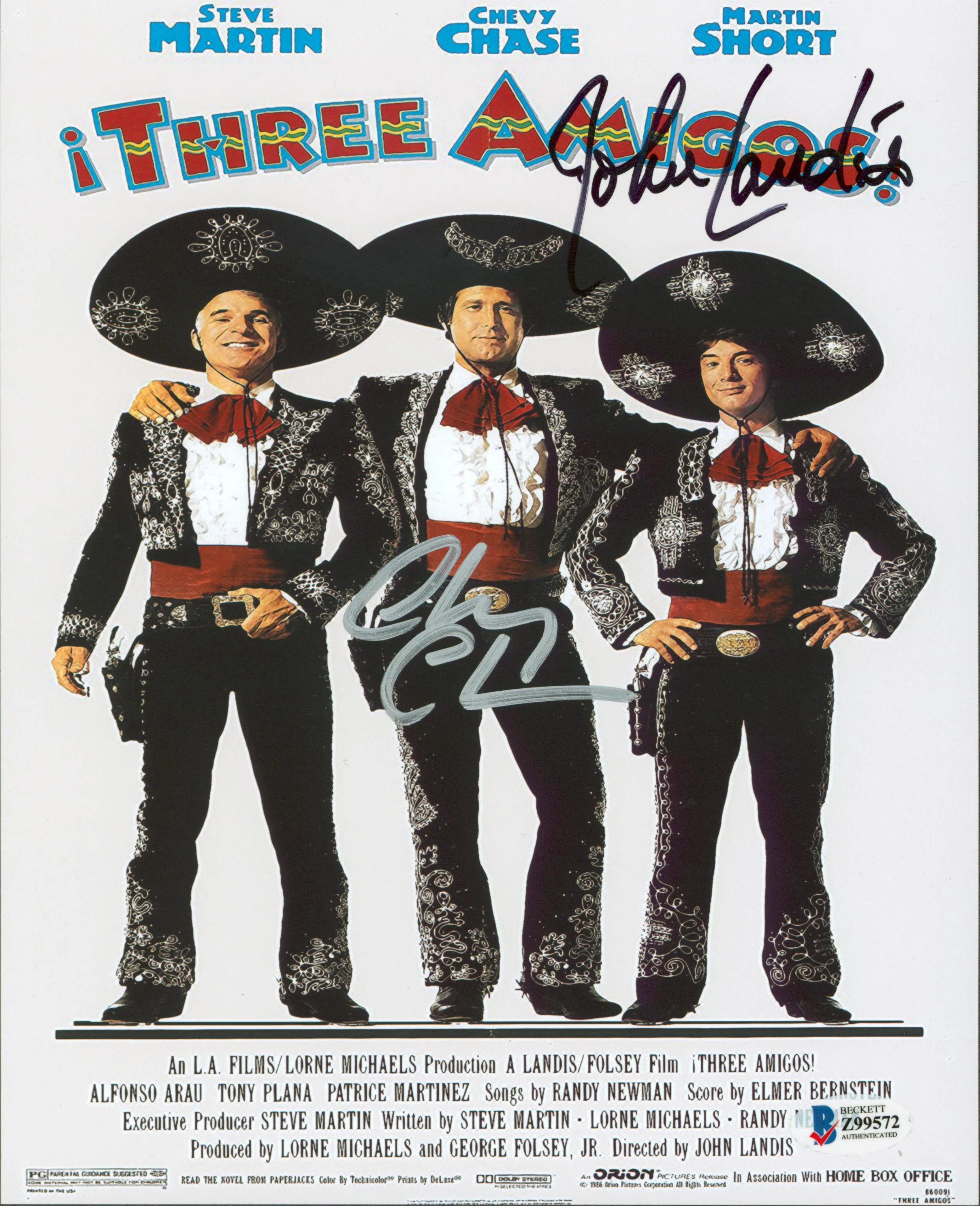 Chevy Chase & John Landis Three Amigos! Authentic Signed 8x10 Photo BAS #Z99572 - Image 2