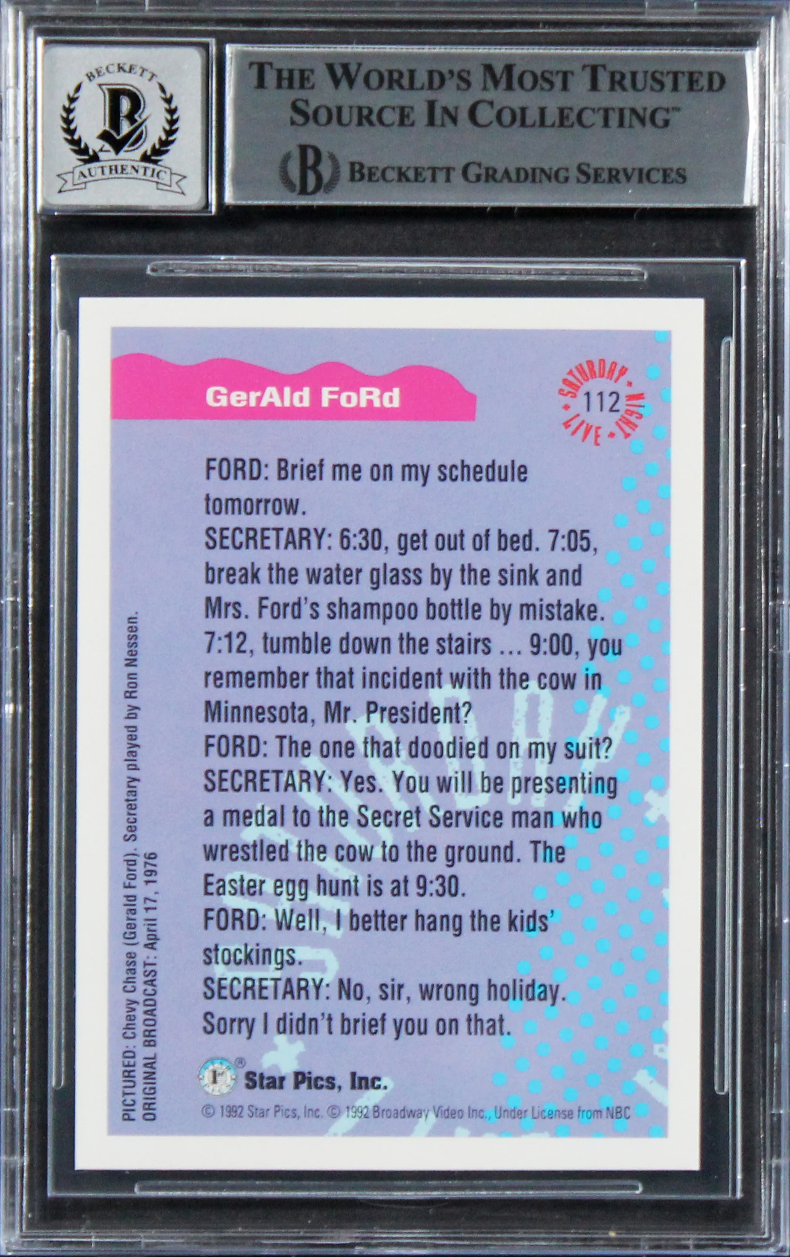 Chevy Chase Signed 1992 Star Pics Saturday Night Live #112 Card Auto 10 BAS Slab - Image 3