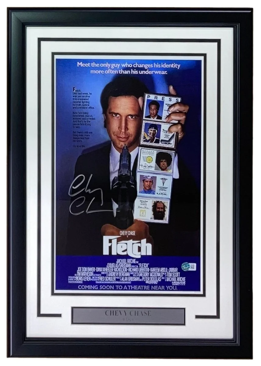 Chevy Chase Signed Framed 11x17 Fletch Movie Poster Photo BAS