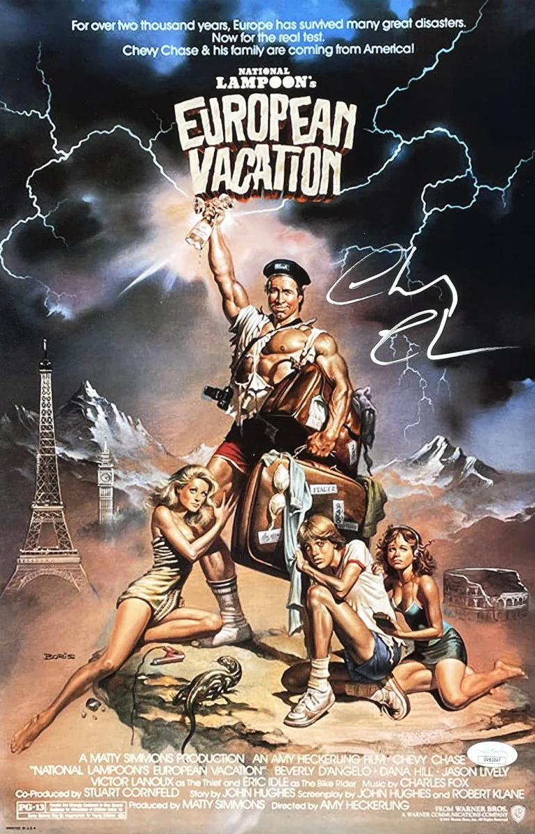 Chevy Chase Signed National Lampoons European Vacation 11x17 Poster Photo JSA - Image 5