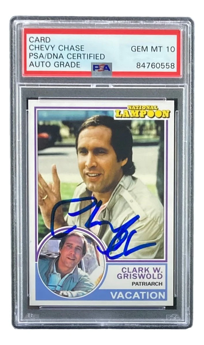 Chevy Chase Signed National Lampoon's Vacation Trading Card PSA/DNA Gem MT 10 - Image 4