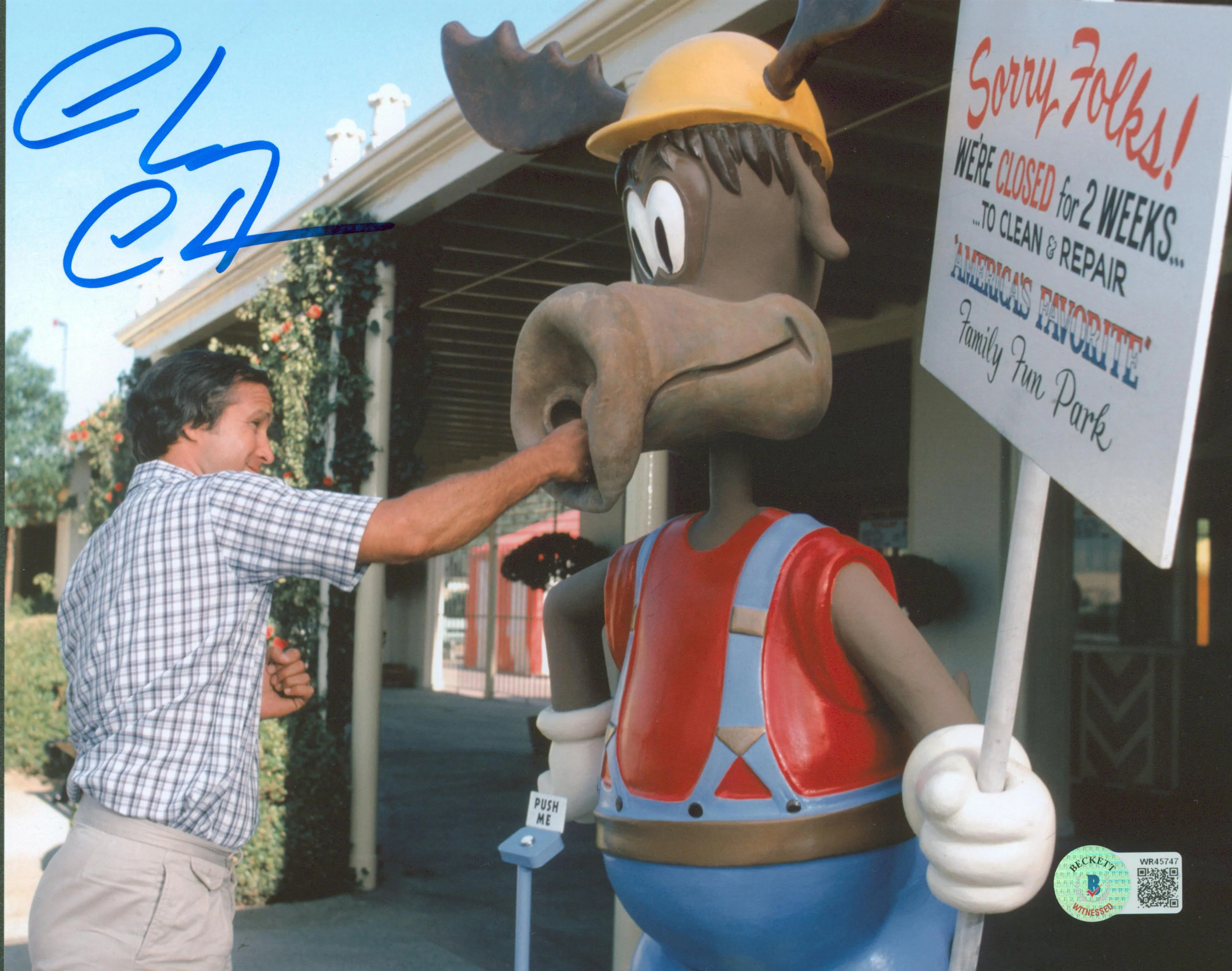 Chevy Chase Vacation Authentic Signed 8x10 Photo Punching Moose BAS Witnessed 43 - Image 2