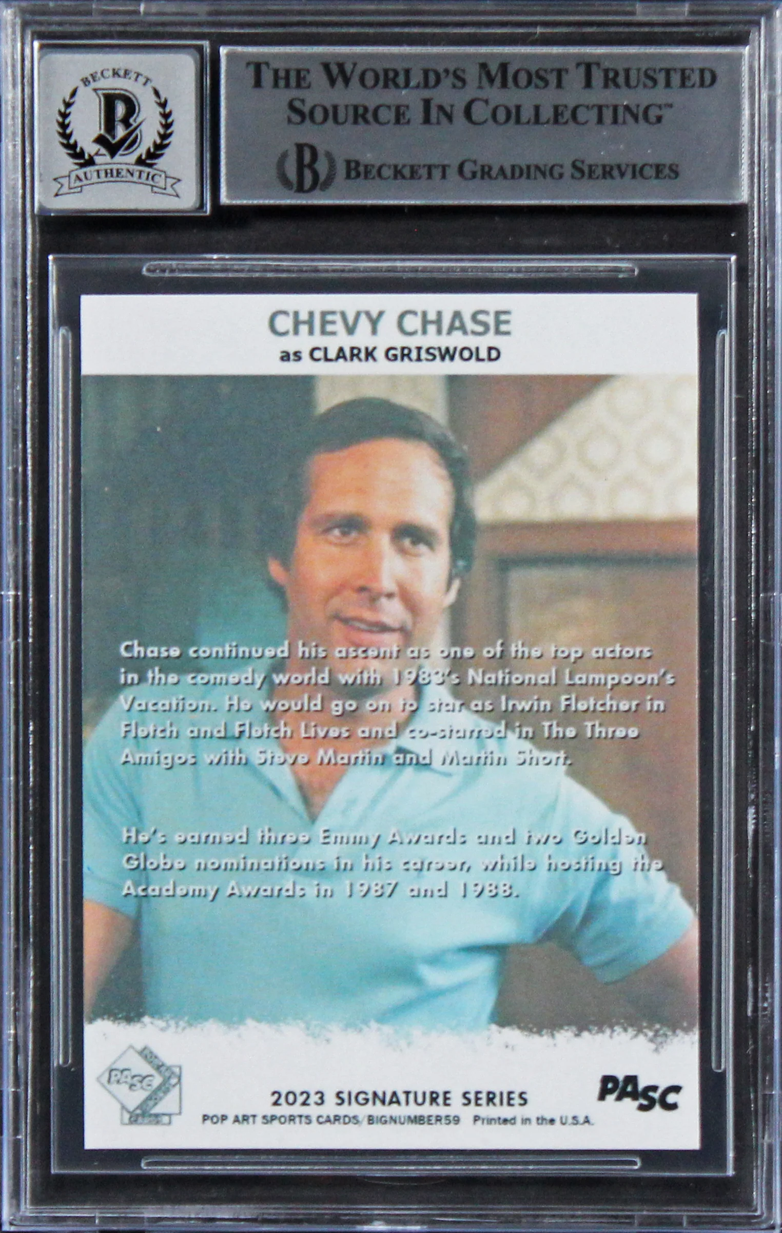 Chevy Chase Vacation Authentic Signed Custom Trading Card Auto 10! BAS Slabbed 3 - Image 3