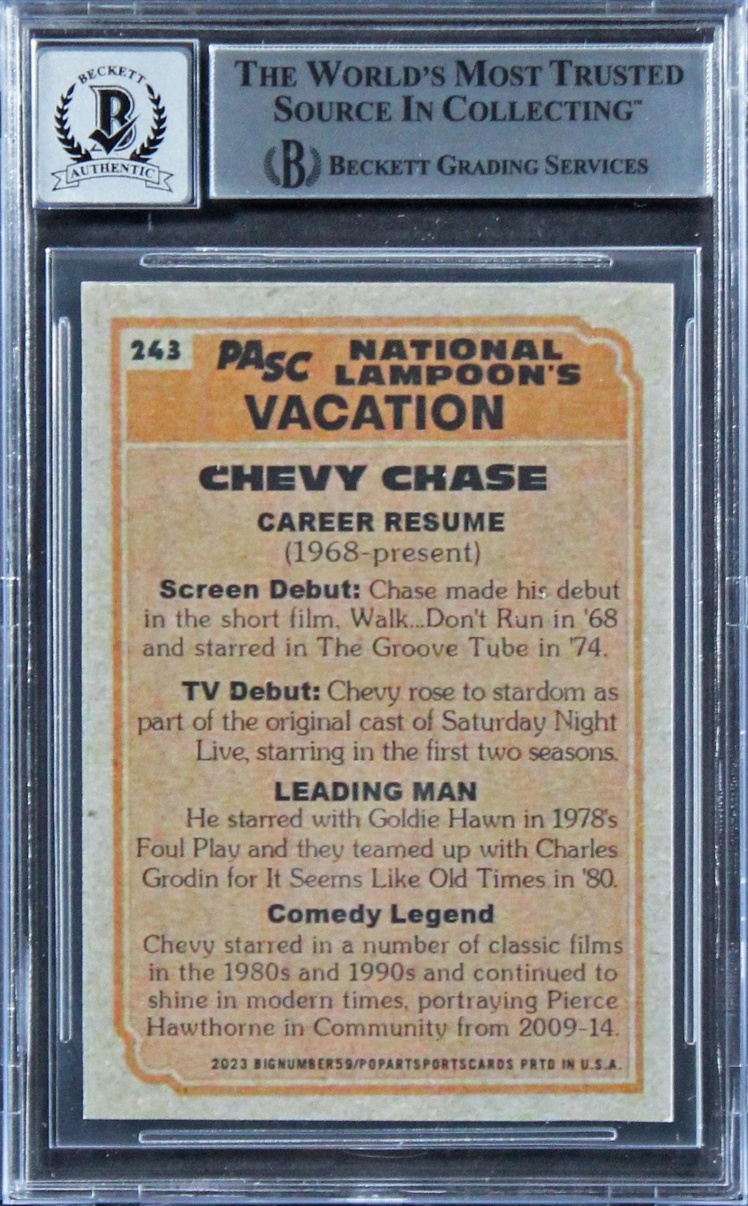 Chevy Chase Vacation Authentic Signed Custom Trading Card Auto 10! BAS Slabbed 3 - Image 3