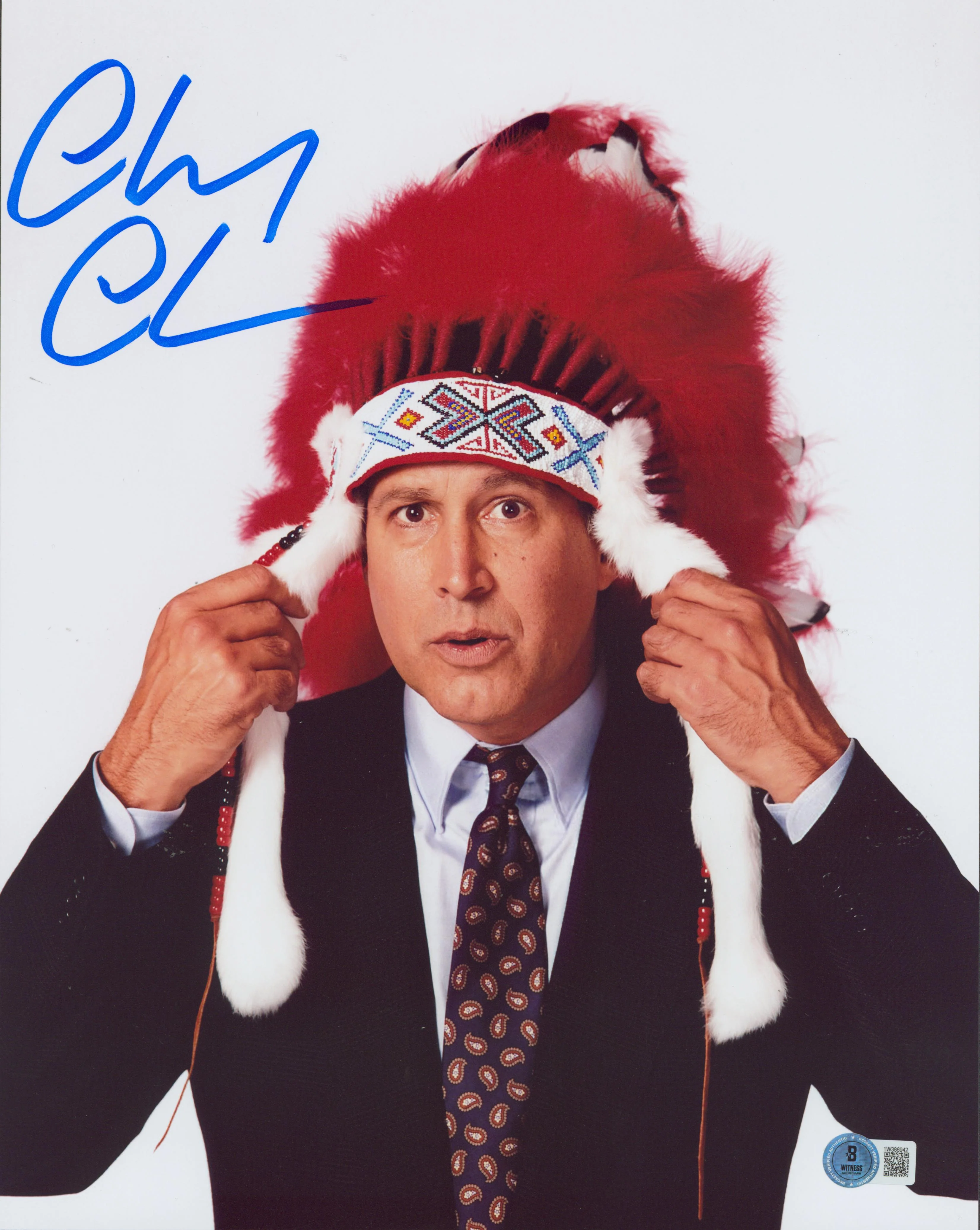 Chevy Chase Vegas Vacation Signed 11x14 Vertical Headdress Photo BAS Witnessed - Image 2