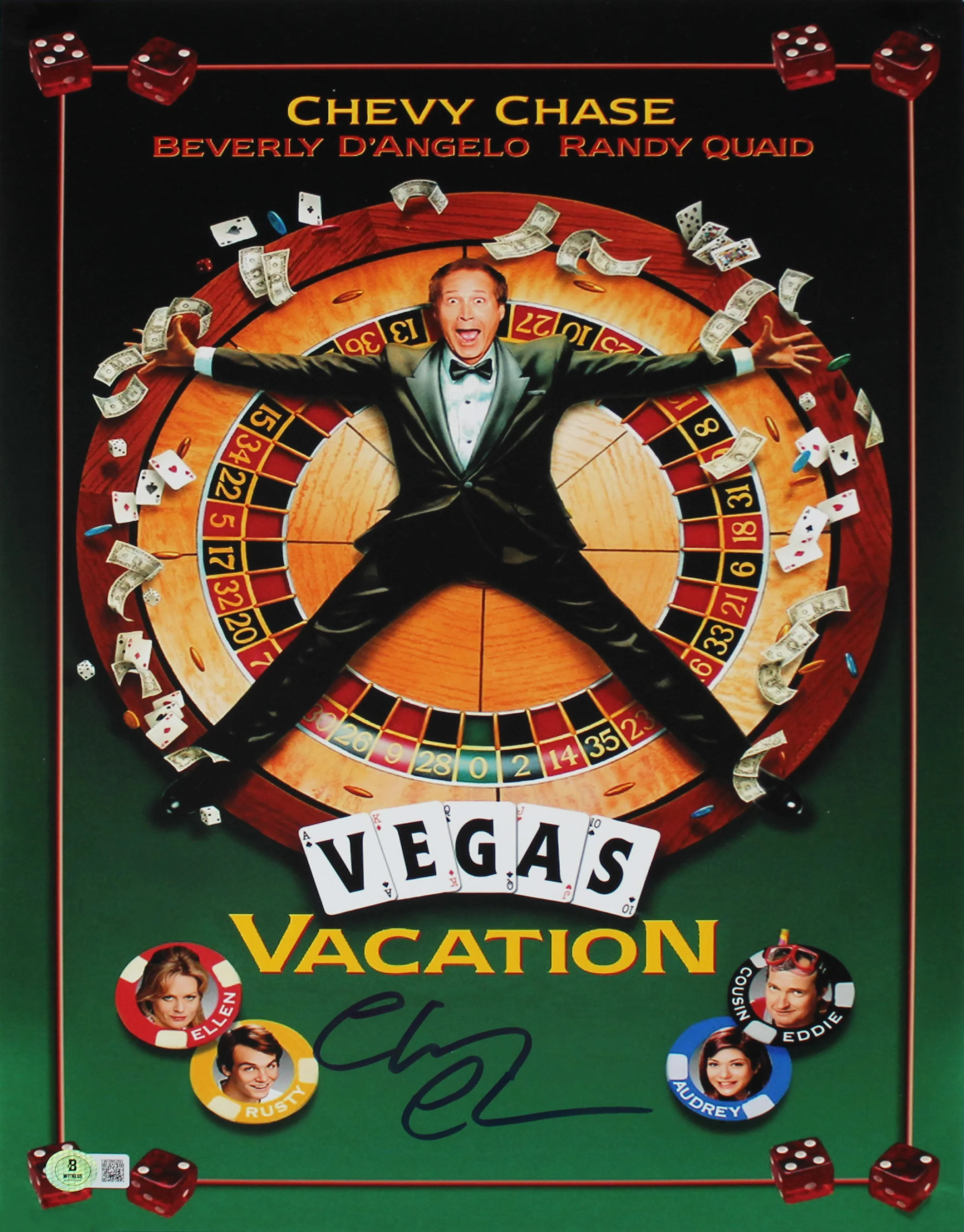Chevy Chase Vegas Vacation Signed 12x18 Photo w/ Blue Signature BAS Witnessed 2 - Image 2