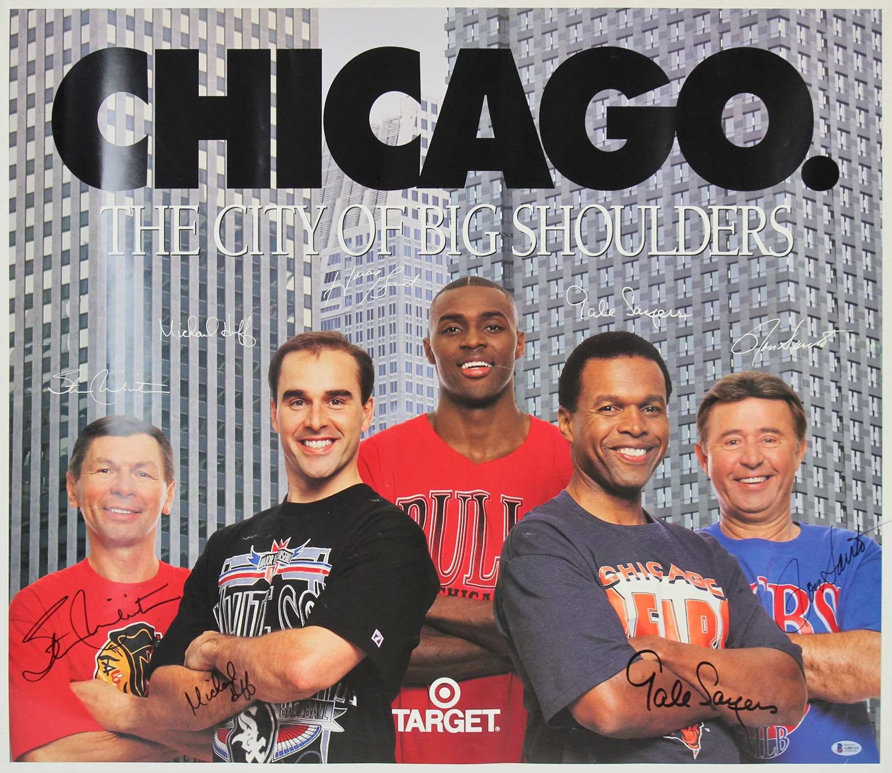 Chicago Greats (4) Sayers, Santo, Mikita & Huff Signed 26x30 Poster BAS #A88315 - Image 2