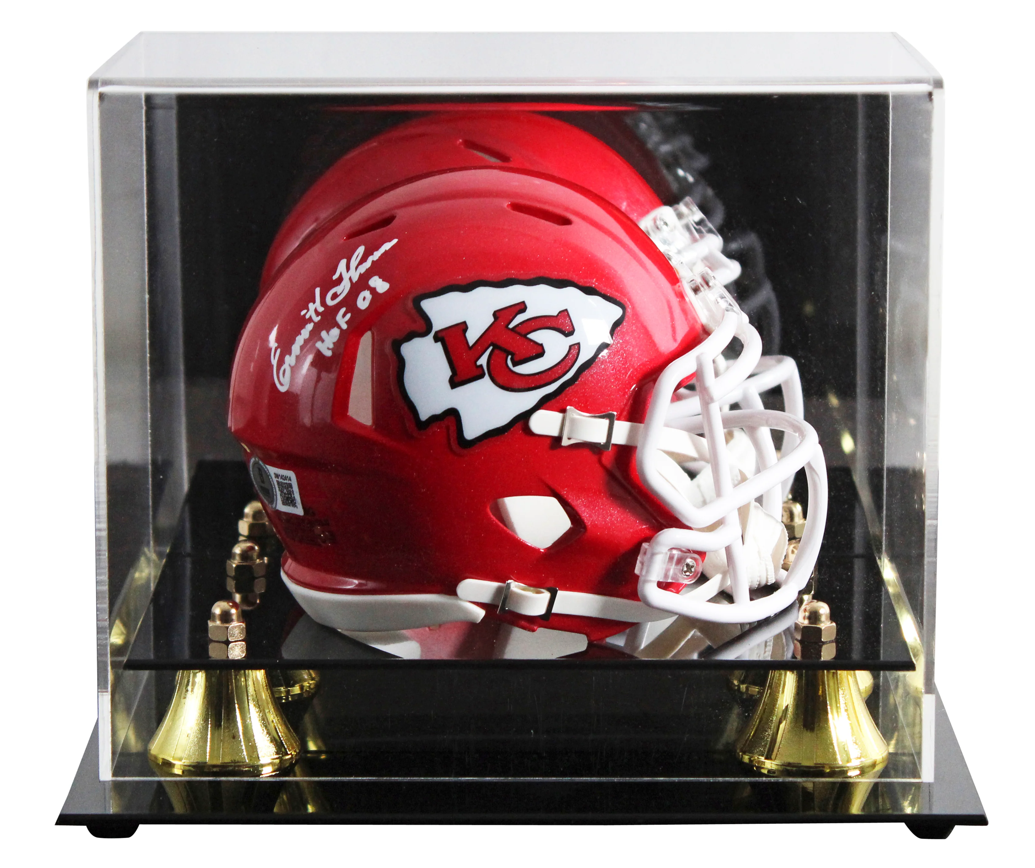 Chiefs Emmitt Thomas "HOF 2008" Signed Speed Mini Helmet W/ Case BAS Witnessed - Image 2