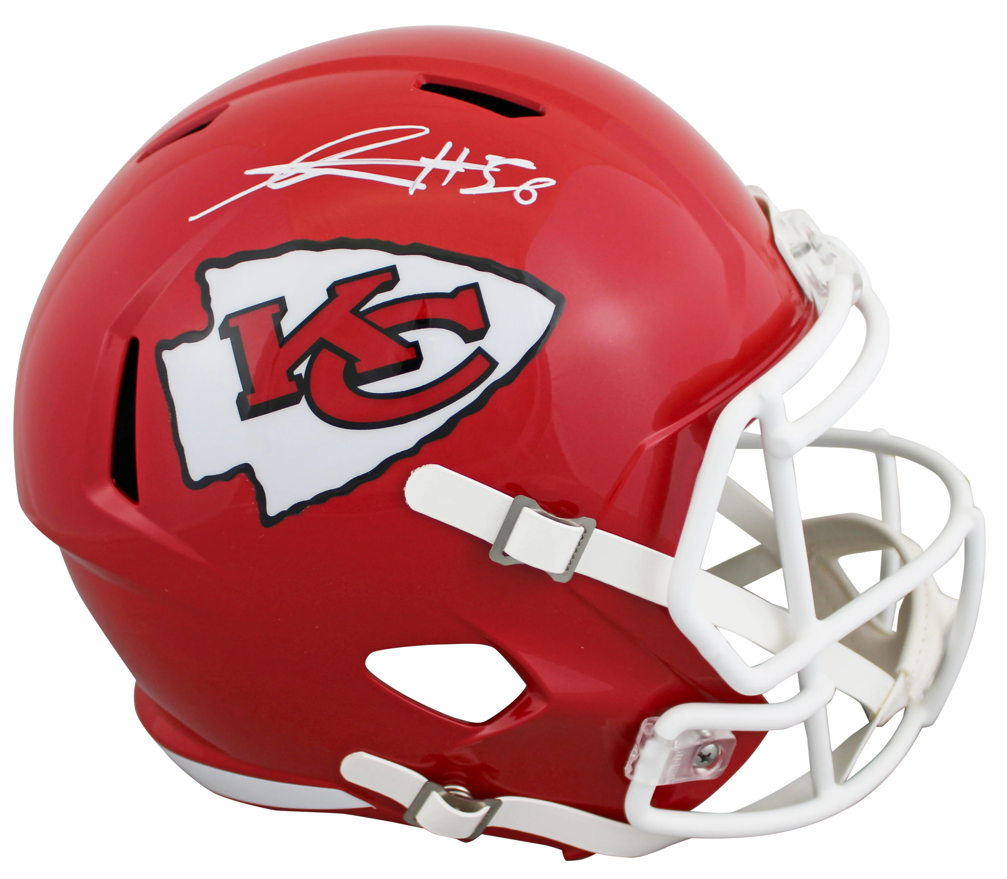 Chiefs George Karlaftis Signed Full Size Speed Rep Helmet W/ Case BAS Witnessed - Image 3