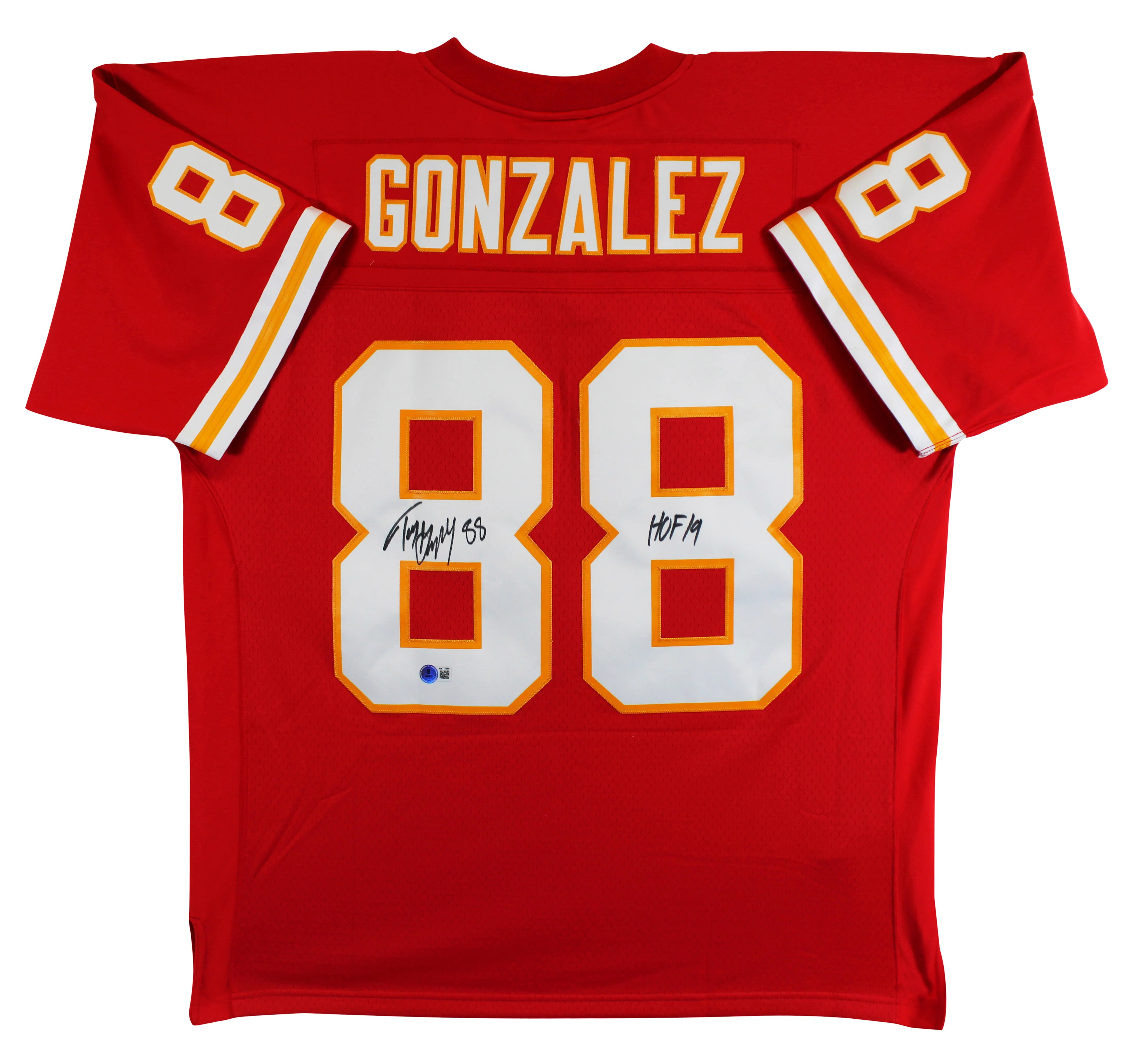 Chiefs Tony Gonzalez "HOF 19" Authentic Signed Red M&N Jersey BAS Witnessed - Image 3