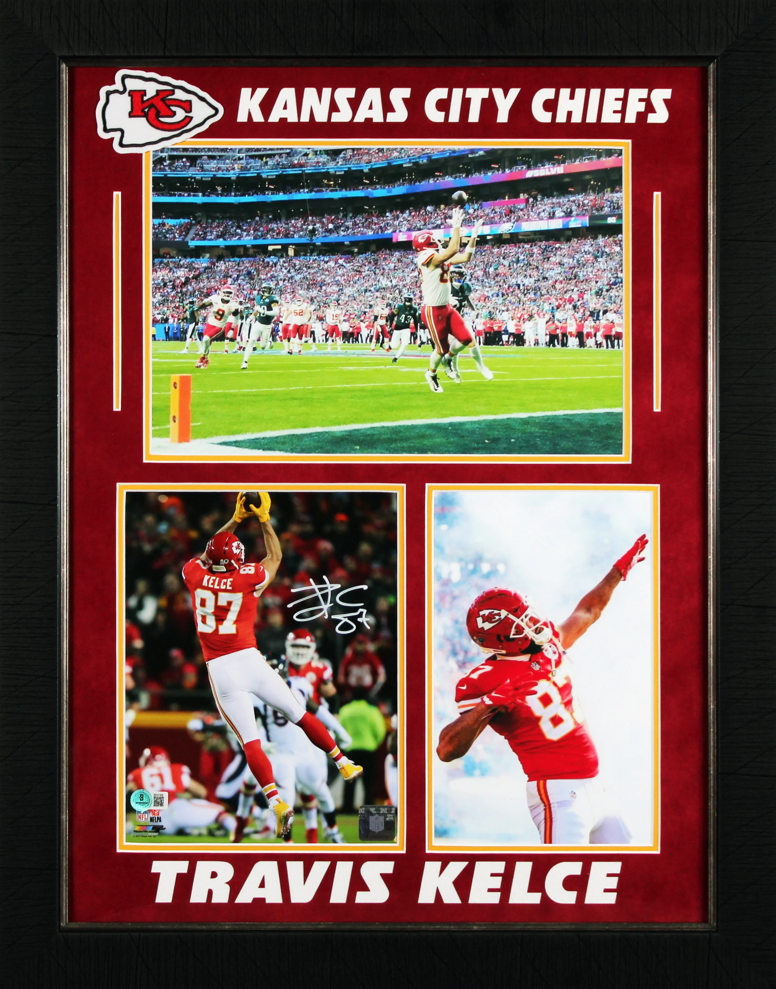 Chiefs Travis Kelce Authentic Signed 8x10 Vertical Framed Photo Autographed BAS - Image 2