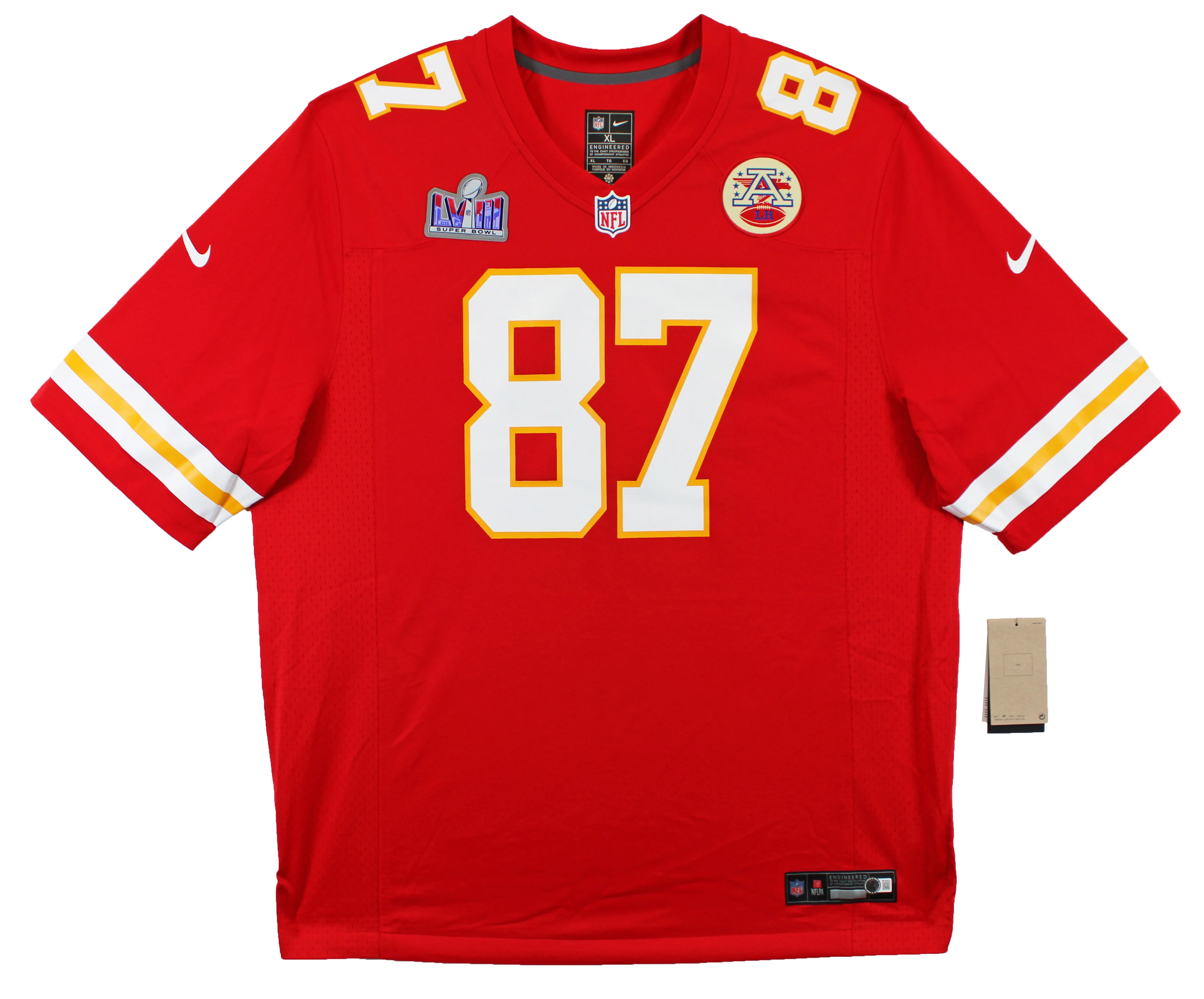Chiefs Travis Kelce Signed Red Nike Game Jersey w/ SB LVIII Patch BAS Witnessed - Image 4