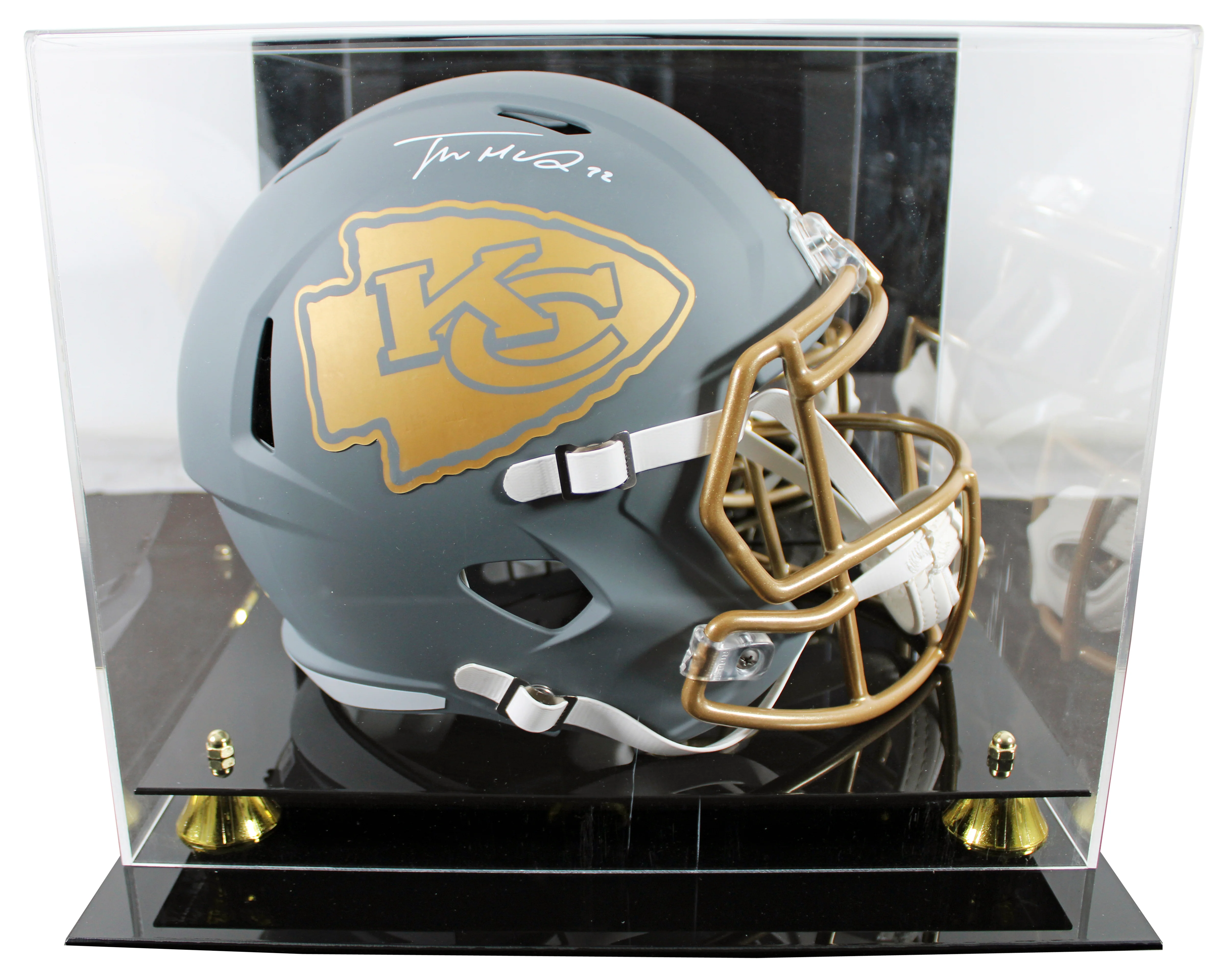 Chiefs Trent McDuffie Signed Slate Full Size Speed Rep Helmet W/ Case BAS Wit - Image 2