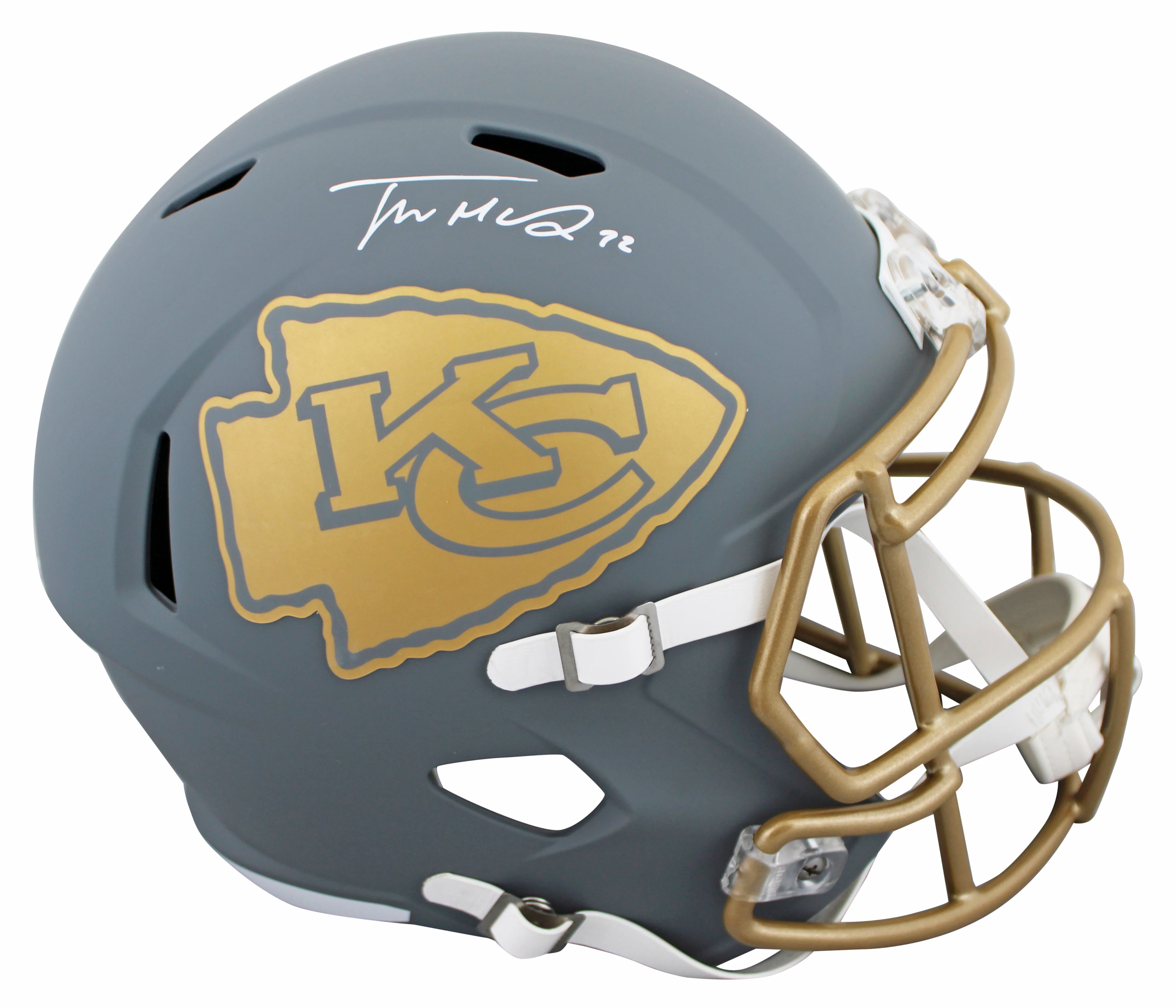 Chiefs Trent McDuffie Signed Slate Full Size Speed Rep Helmet W/ Case BAS Wit - Image 3