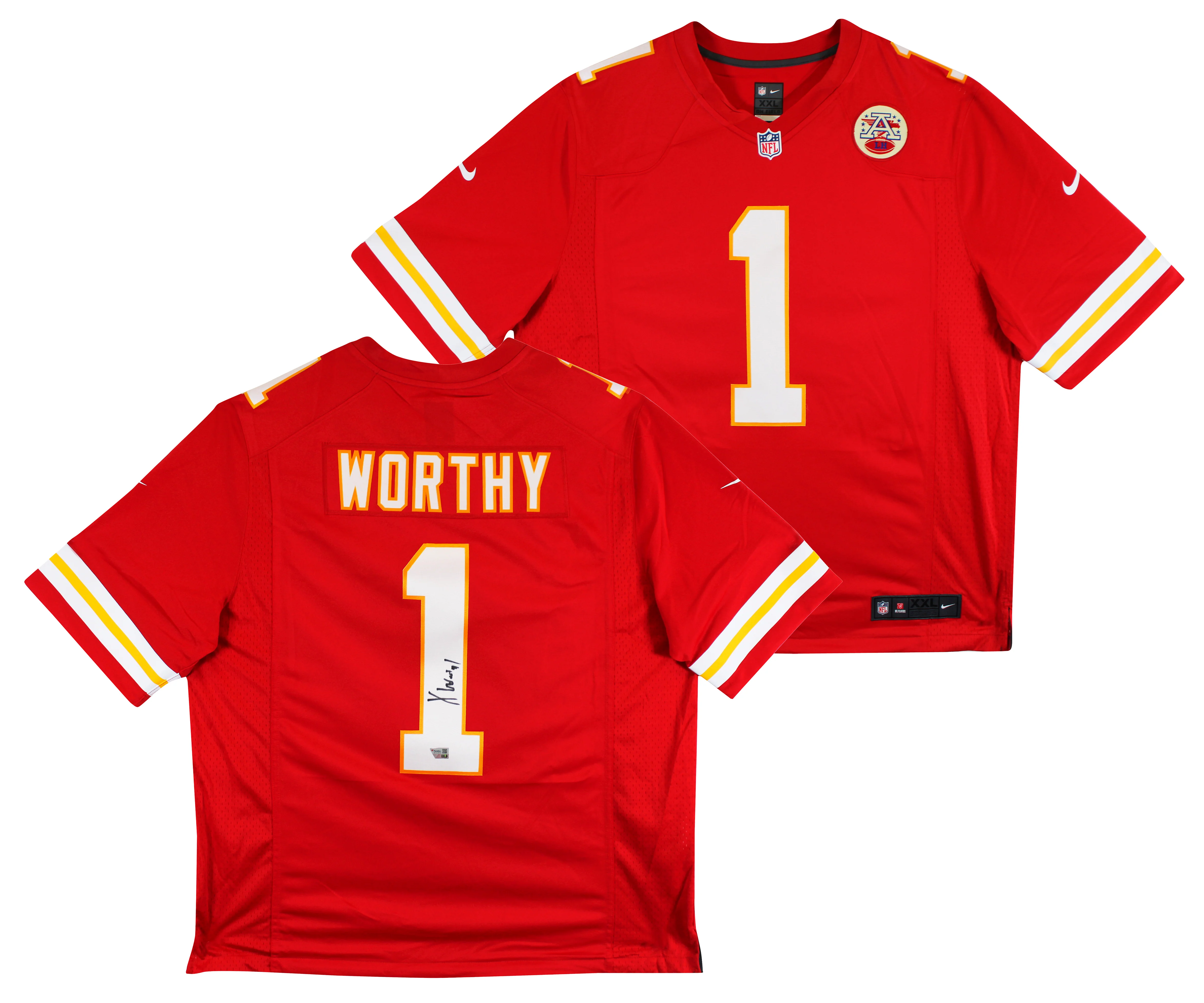 Chiefs Xavier Worthy Signed Red Nike Limited Jersey w/ Black Signature Fanatics - Image 2