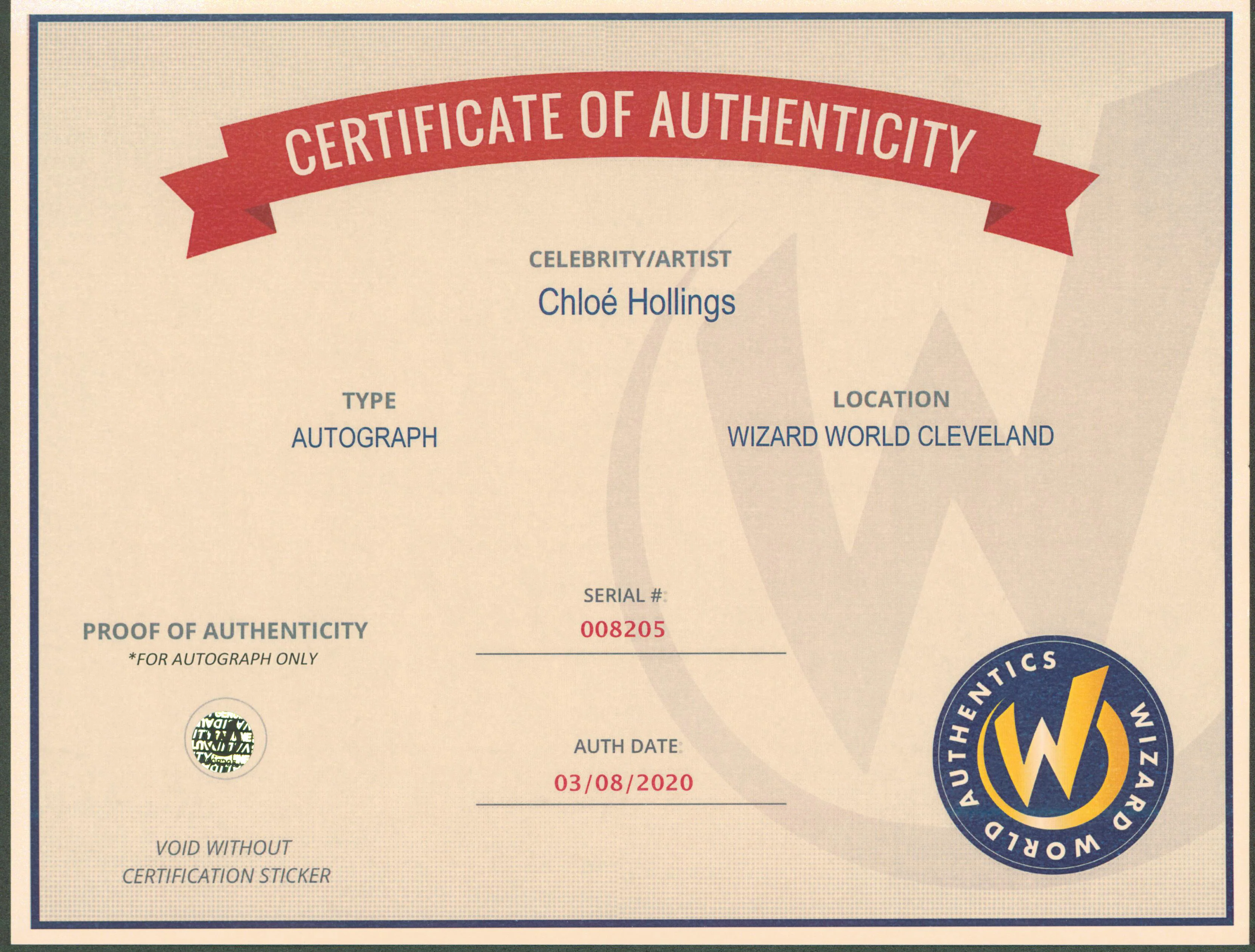 Chloe Hollings Overwatch Authentic Signed 8x10 Photo Autographed Wizard World 1 - Image 3