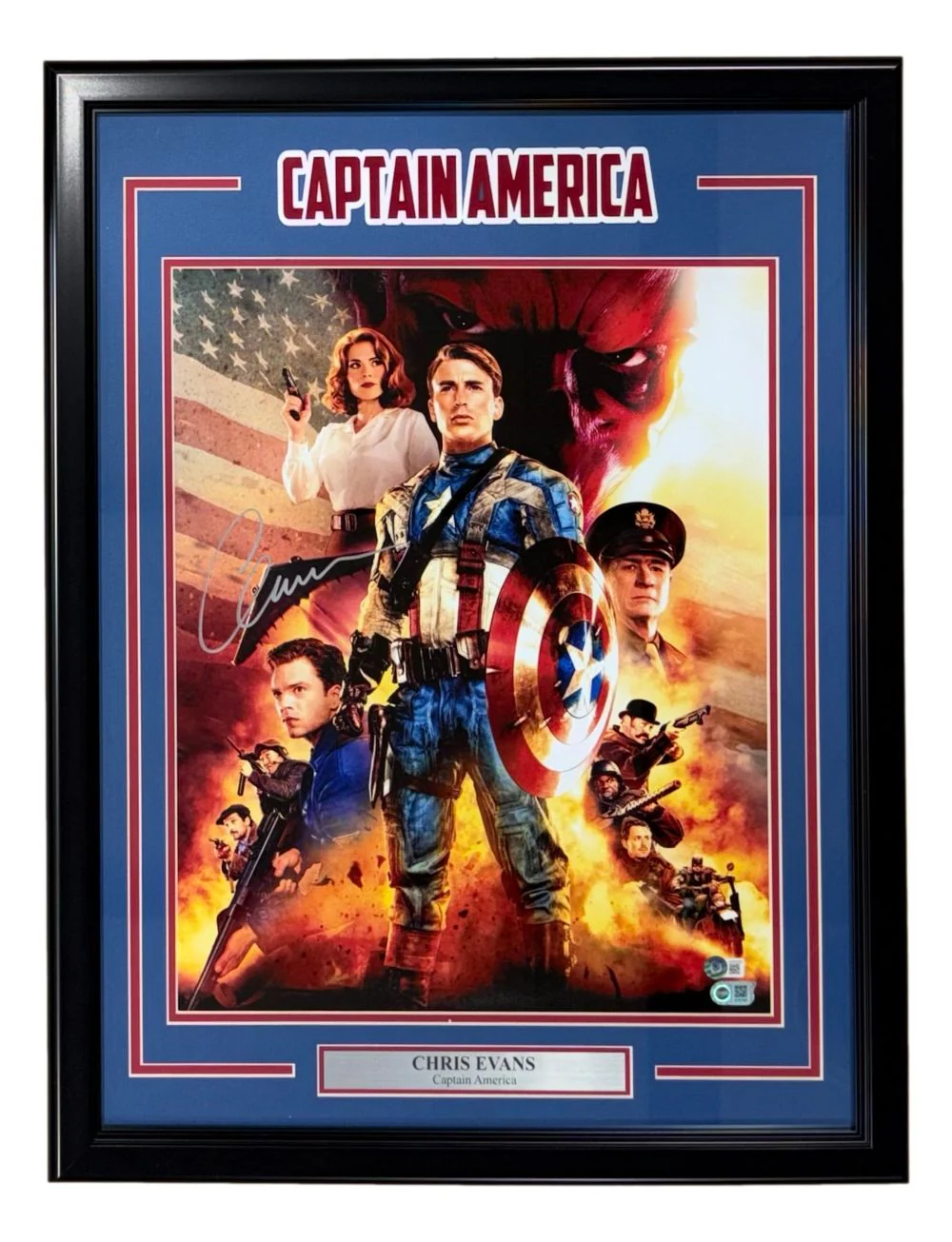 Chris Evans Signed Framed 16x20 Captain America Collage Photo 2 BAS LOA