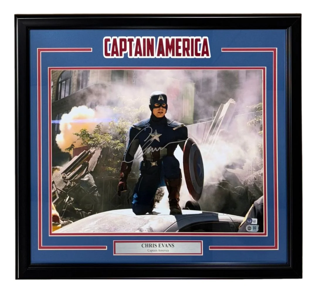 Chris Evans Signed Framed 16x20 Captain America Kneel Photo 2 BAS LOA