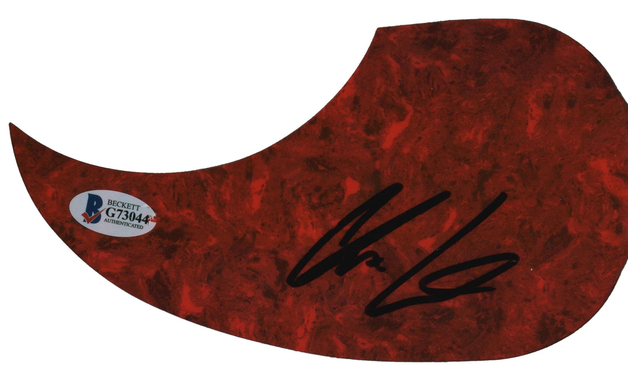 Chris Lane Musician Authentic Signed Red Acoustic Guitar Pick Guard BAS #G73044 - Image 2