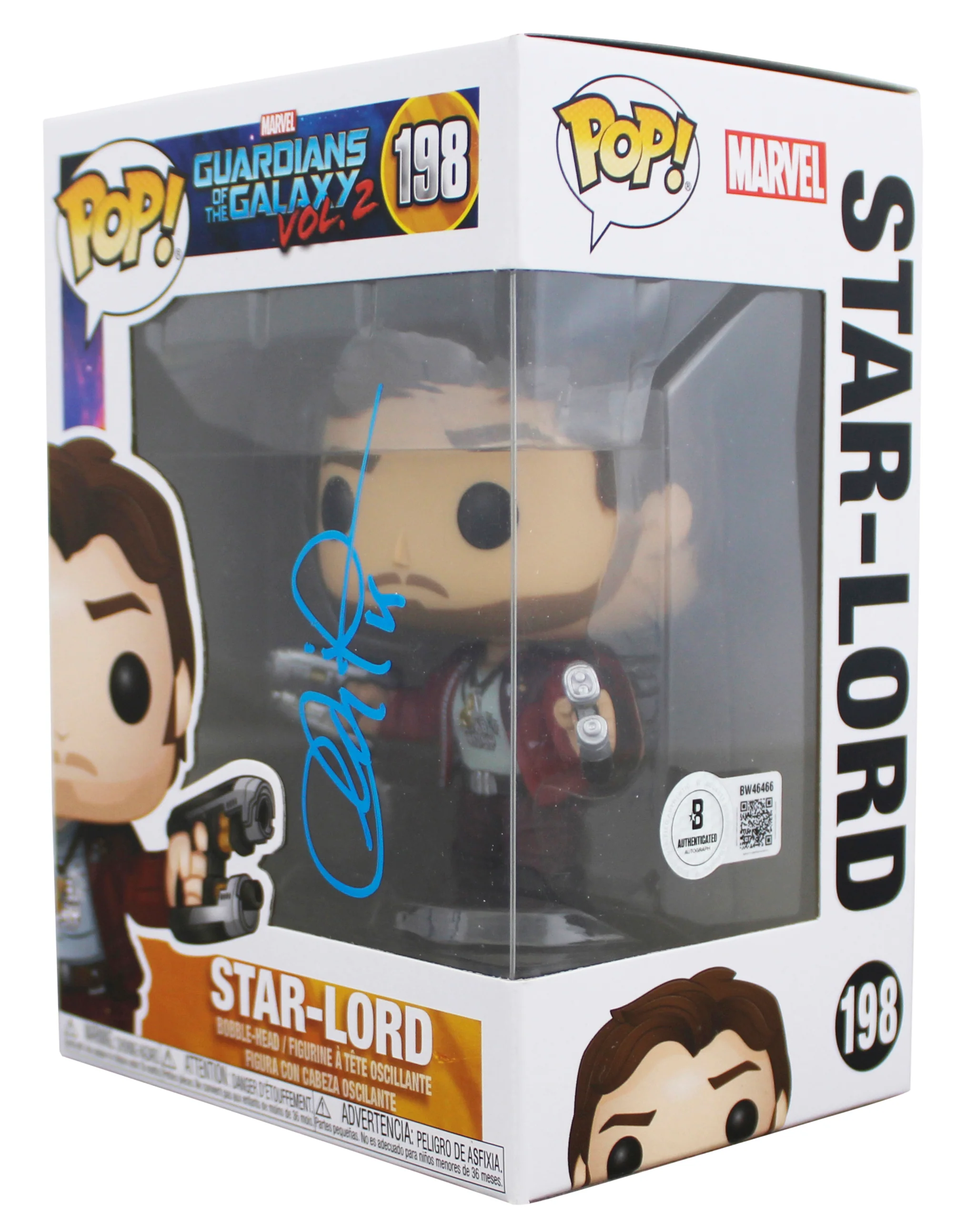 Chris Pratt Guardians of the Galaxy Signed #198 Funko Pop Figure BAS #BW46466 - Image 3
