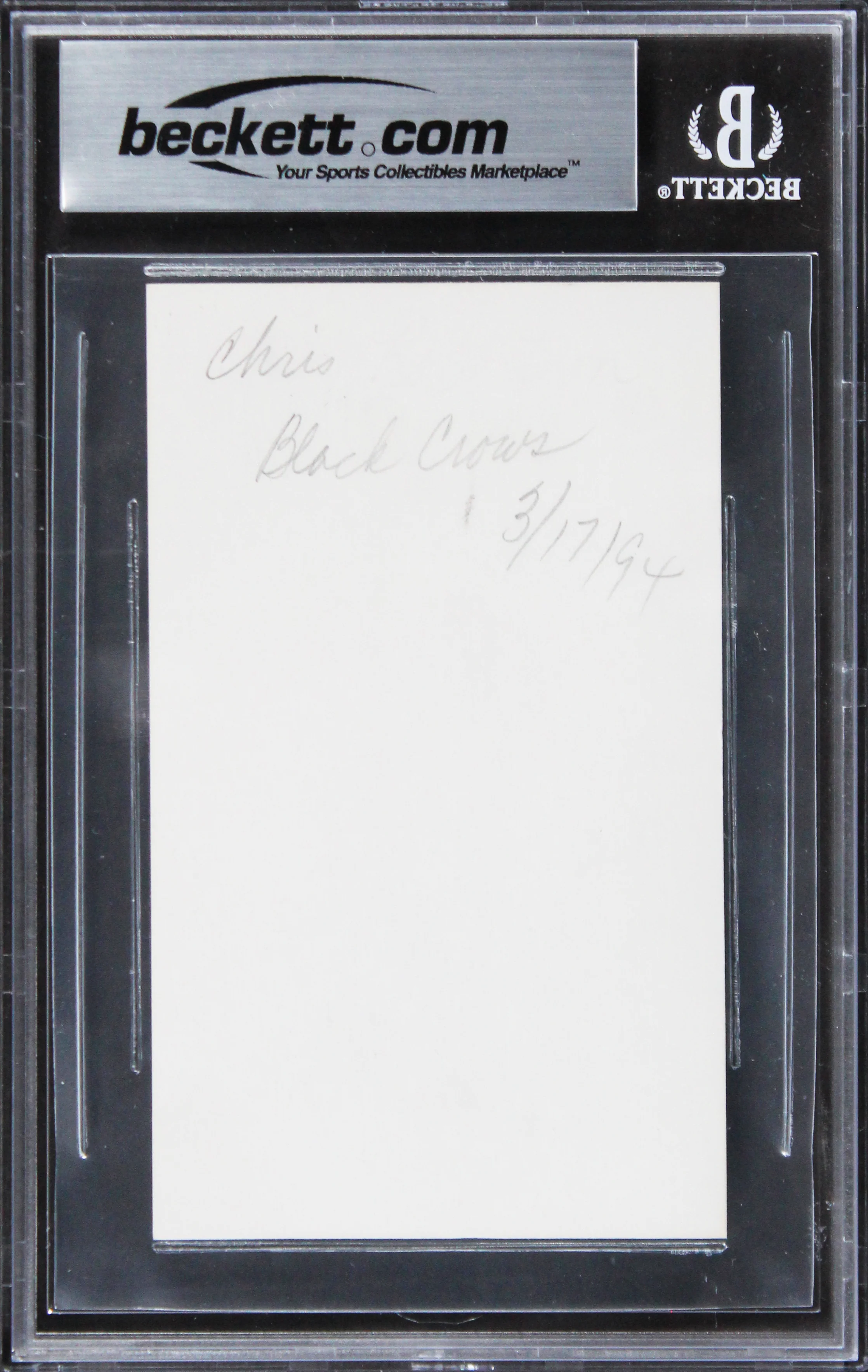 Chris Robinson The Black Crowes Authentic Signed 3x5 Index Card BAS Slabbed - Image 3