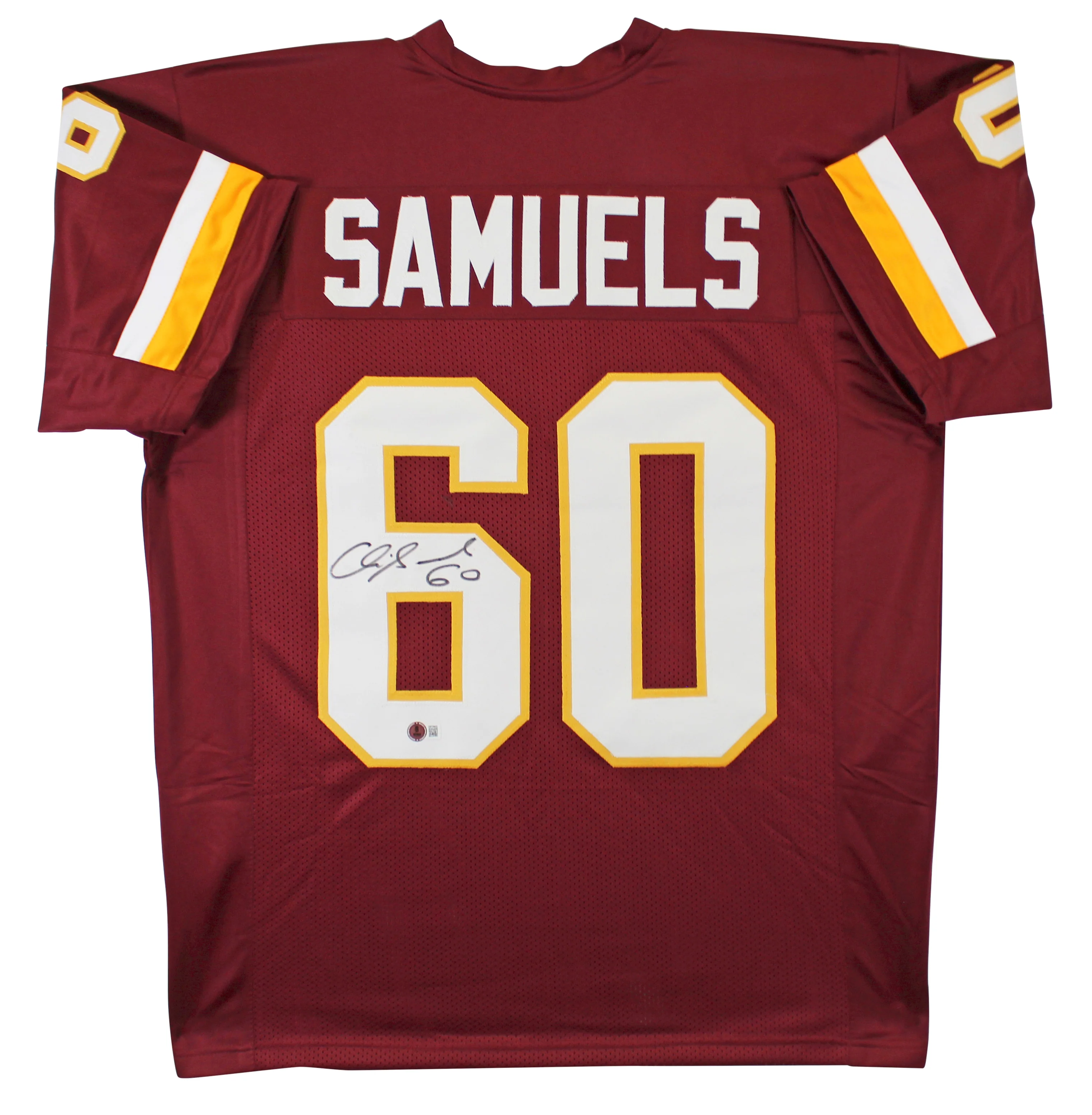 Chris Samuels Authentic Signed Maroon Pro Style Jersey Autographed BAS Witnessed - Image 2