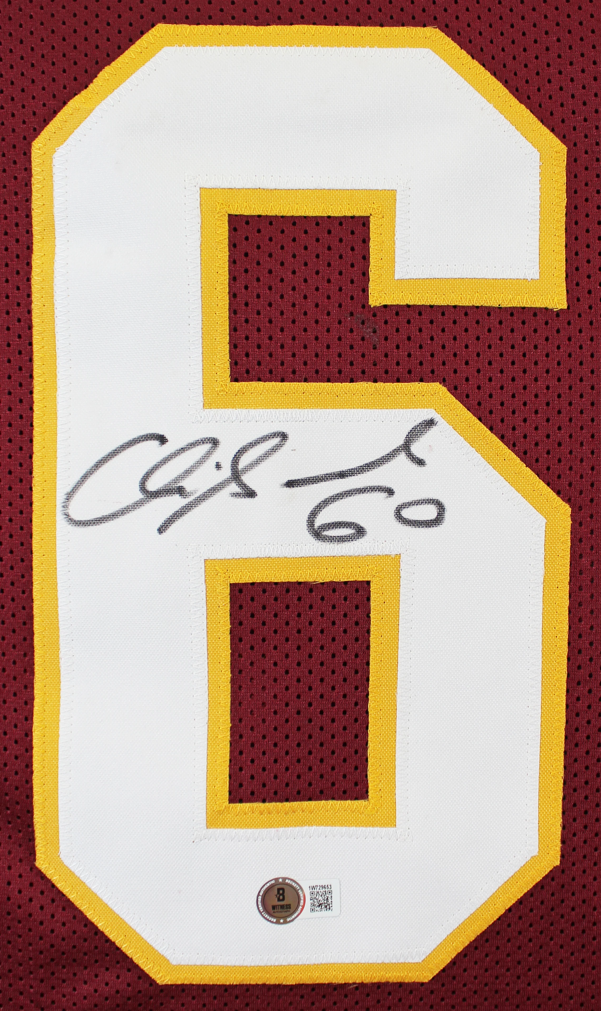 Chris Samuels Authentic Signed Maroon Pro Style Jersey Autographed BAS Witnessed - Image 3